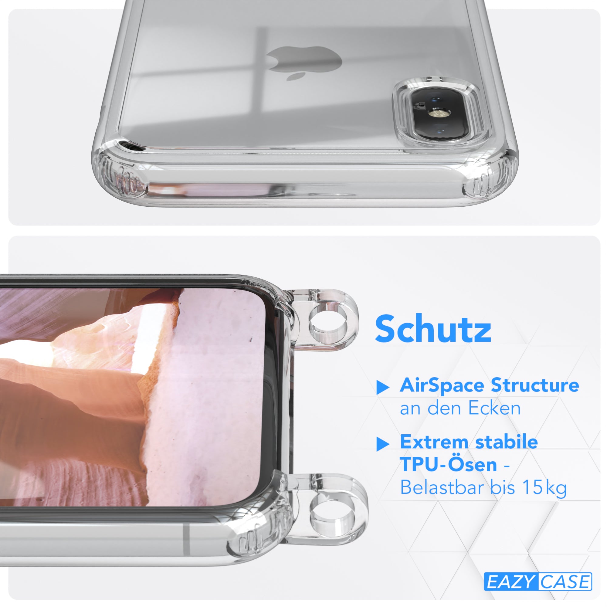 iPhone X / XS Hülle + Uni Kordel