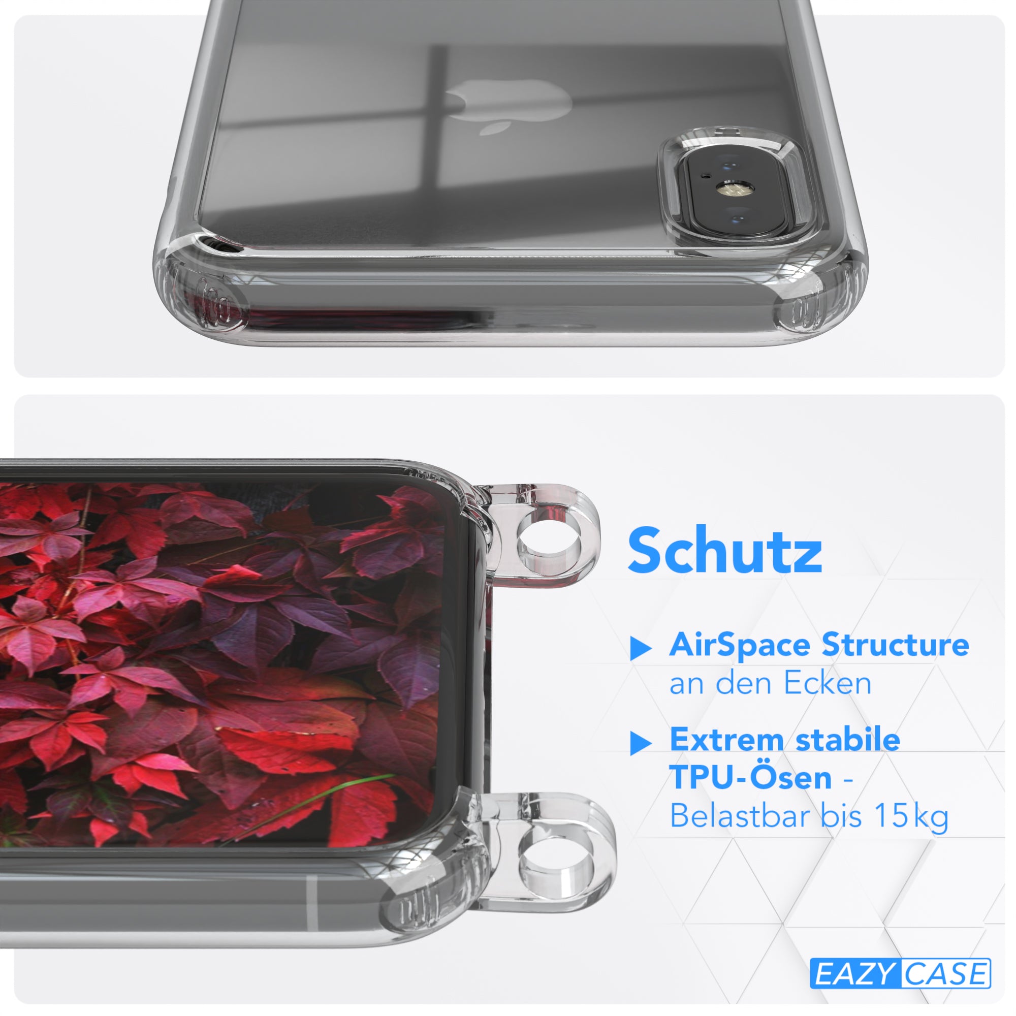 iPhone X / XS Hülle + Uni Kordel