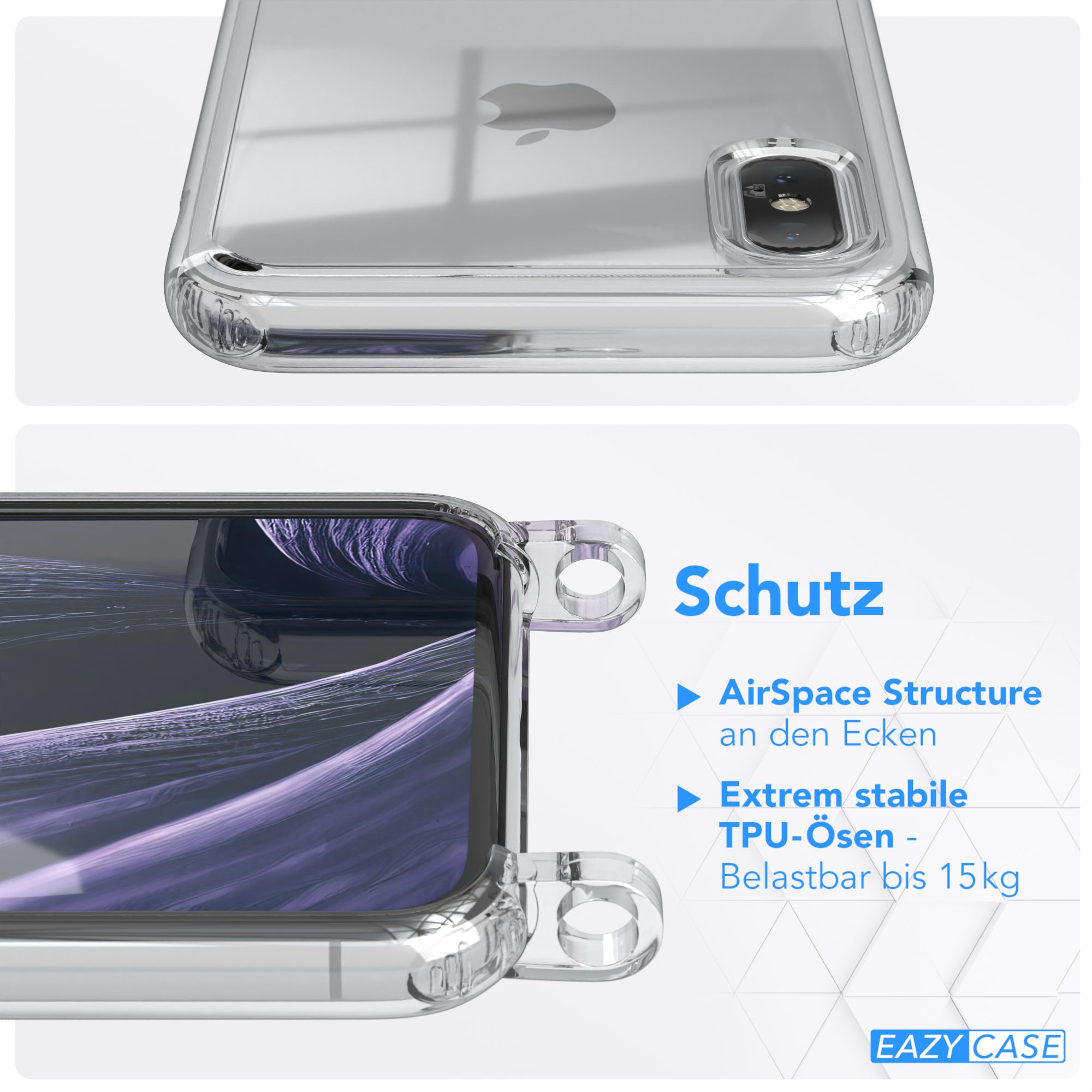 iPhone X / XS Hülle + Uni Kordel