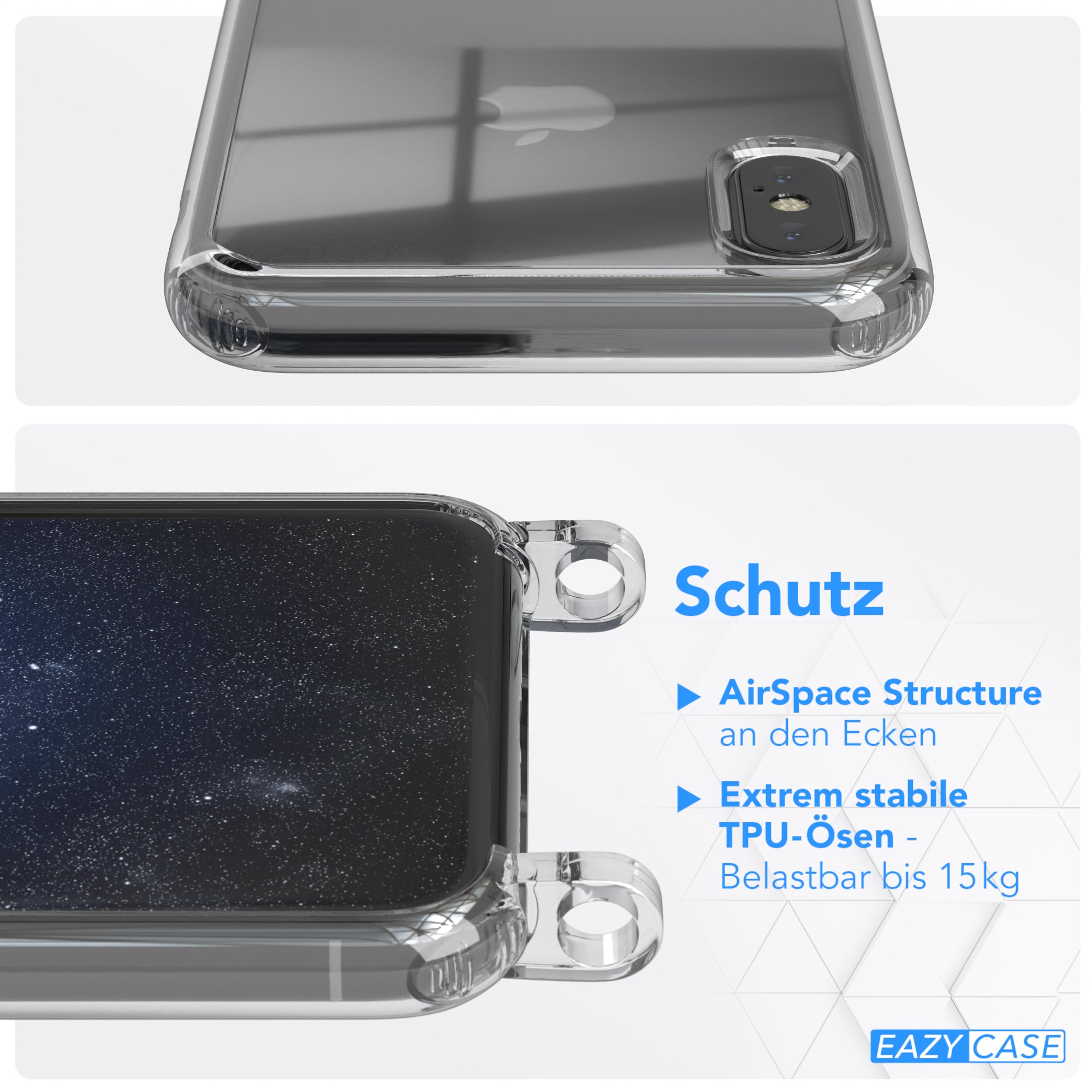 iPhone X / XS Hülle + Uni Kordel