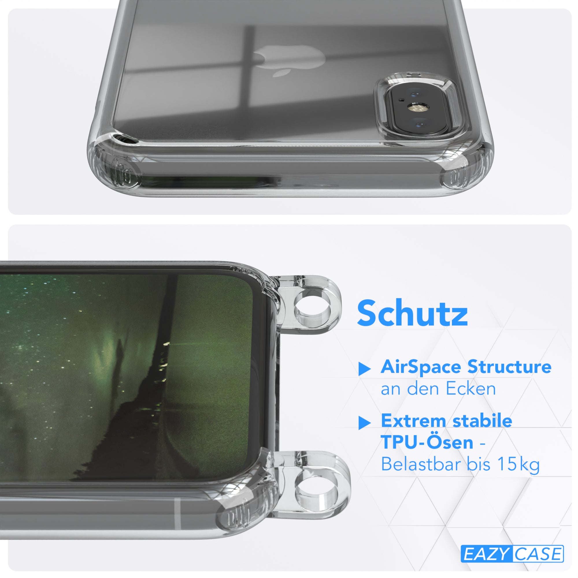 iPhone X / XS Hülle + Uni Kordel