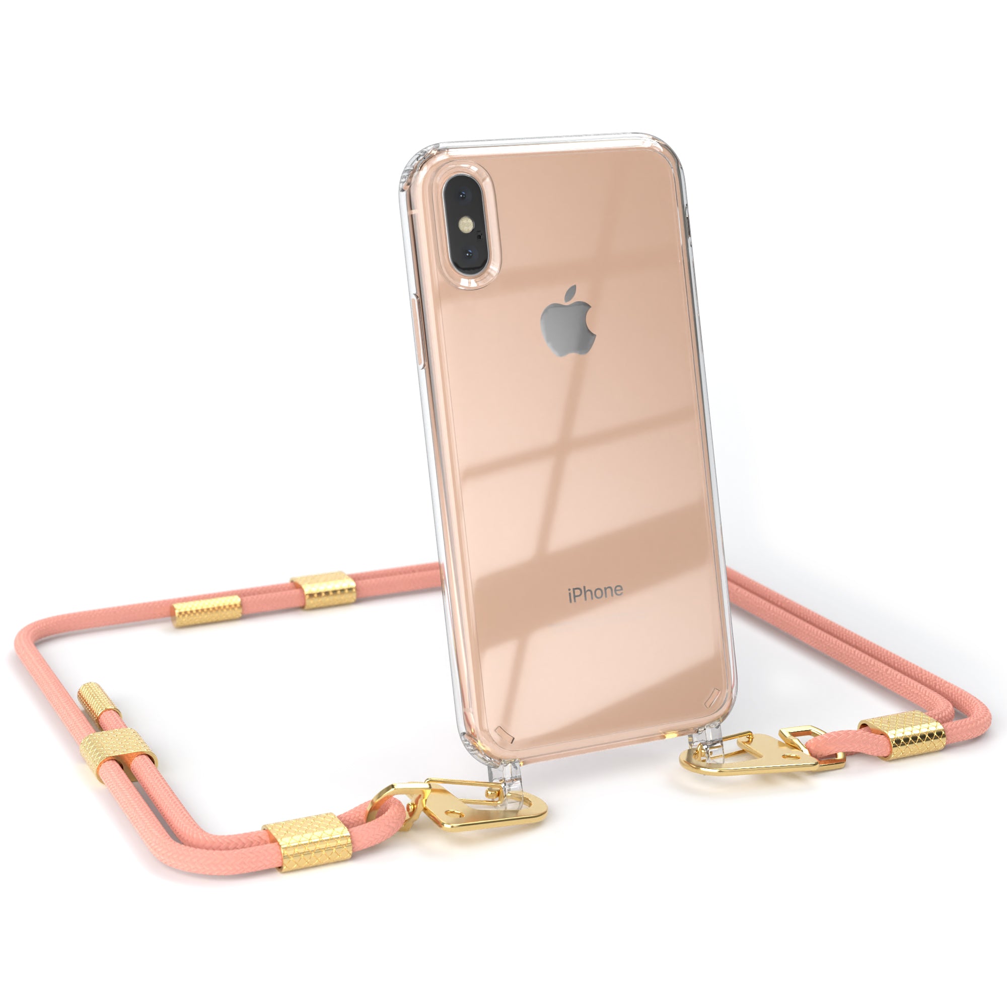 iPhone X / XS Hülle + Kordel mit Karabinern