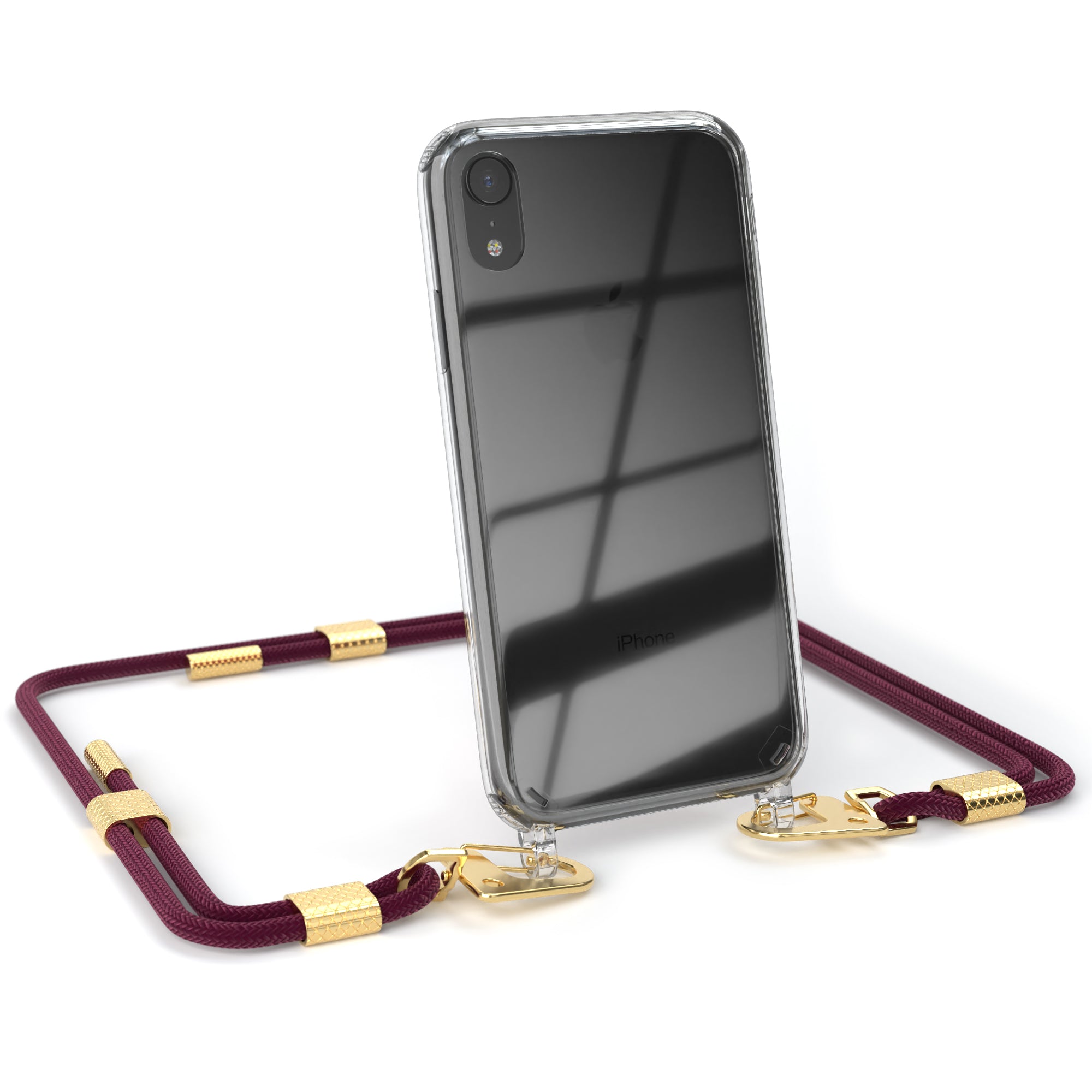 iPhone XR Hülle + Kordel mit Karabinern
