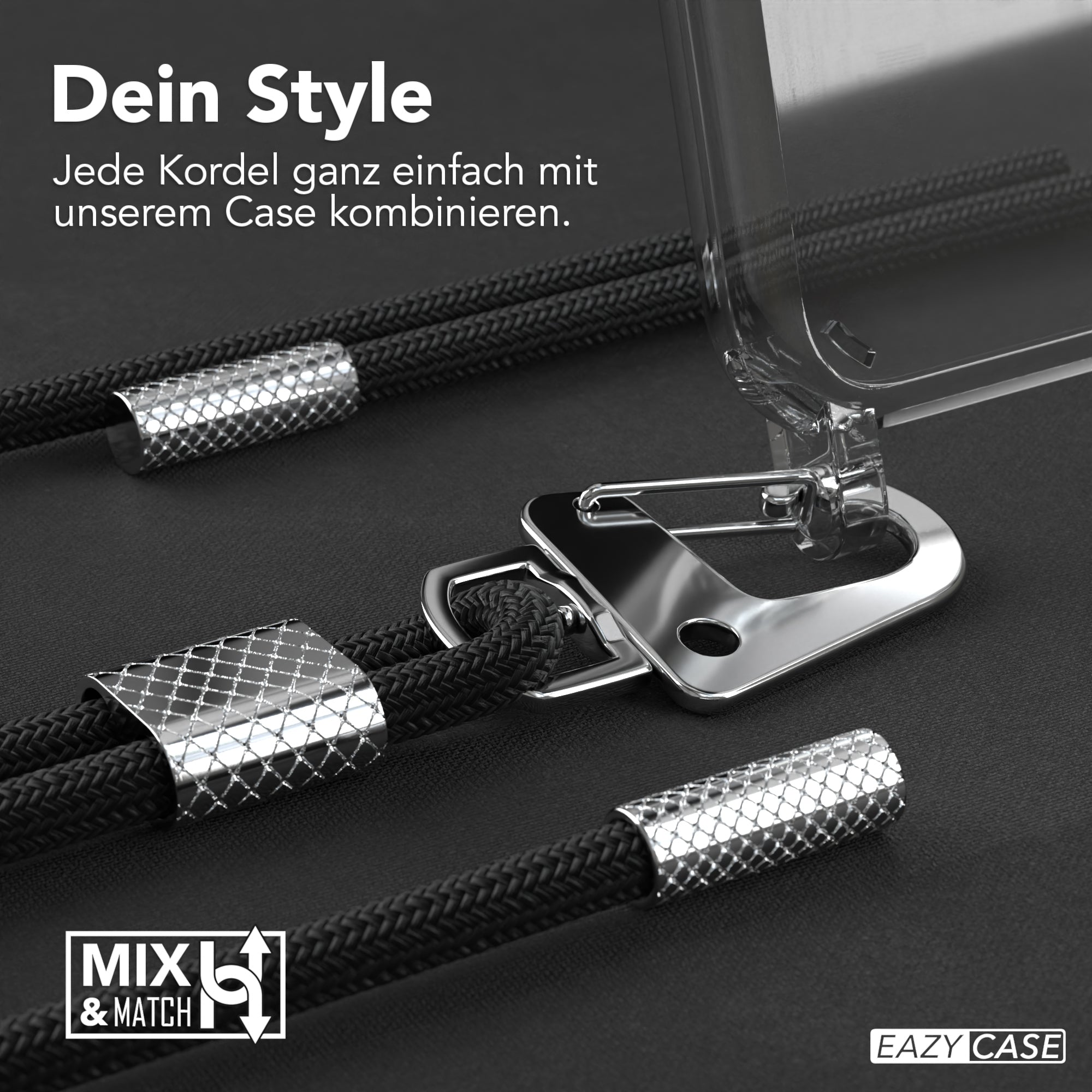 iPhone 11 Hülle + Kordel mit Karabinern