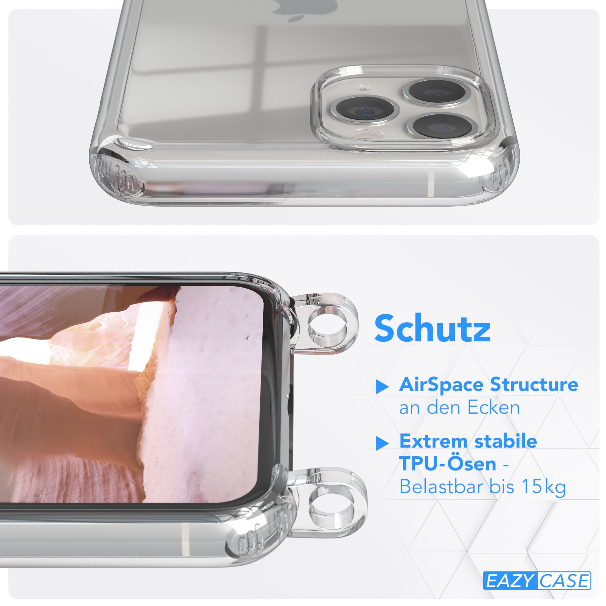 iPhone 11 Pro Hülle + Kordel mit Karabinern