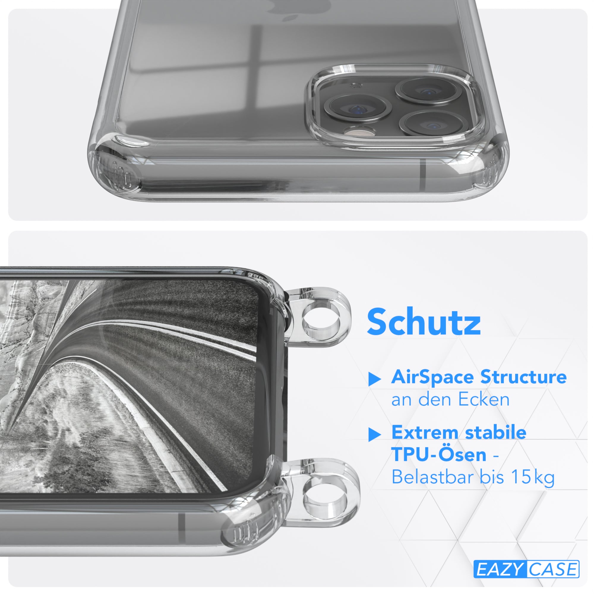 iPhone 11 Pro Hülle + Kordel mit Karabinern