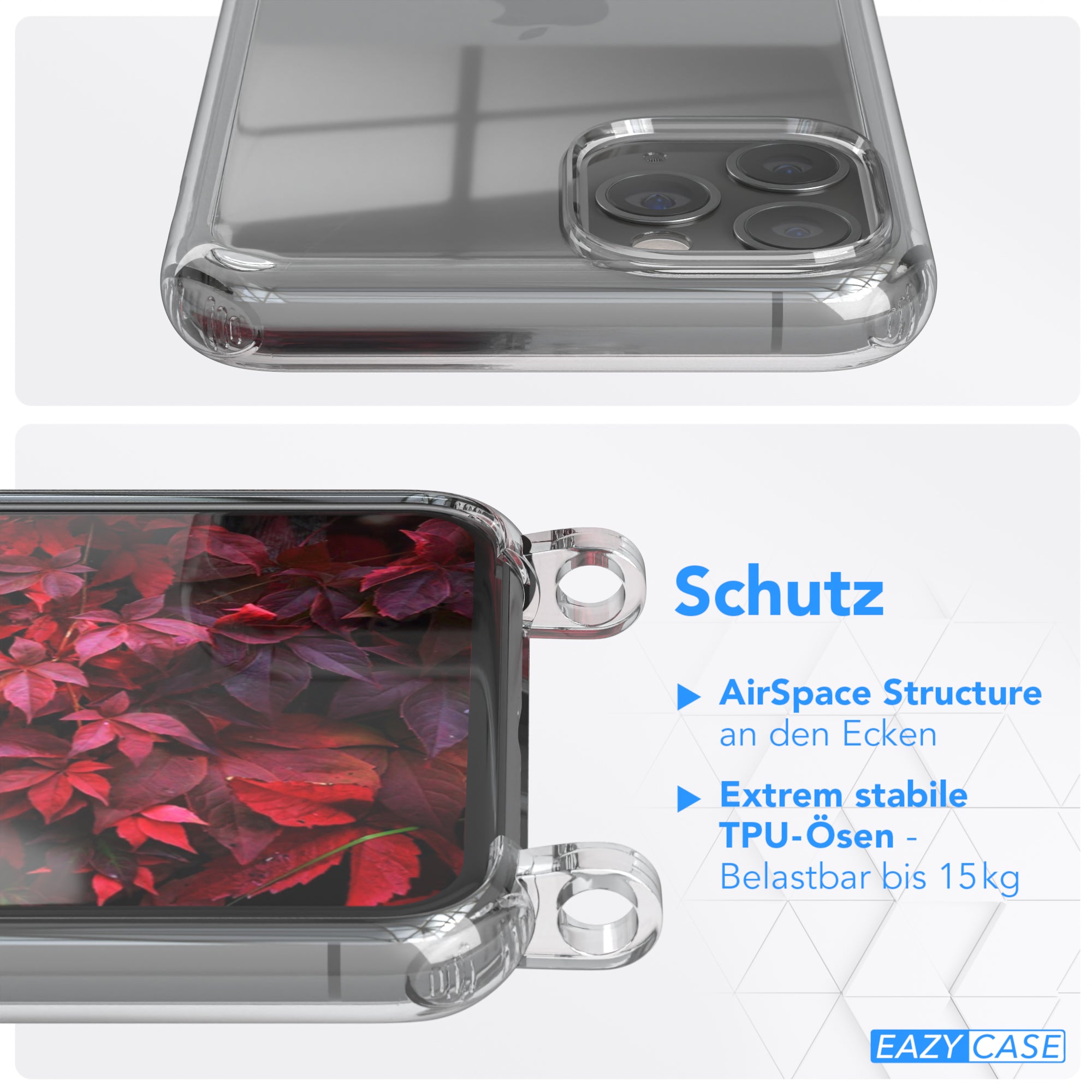 iPhone 11 Pro Hülle + Kordel mit Karabinern