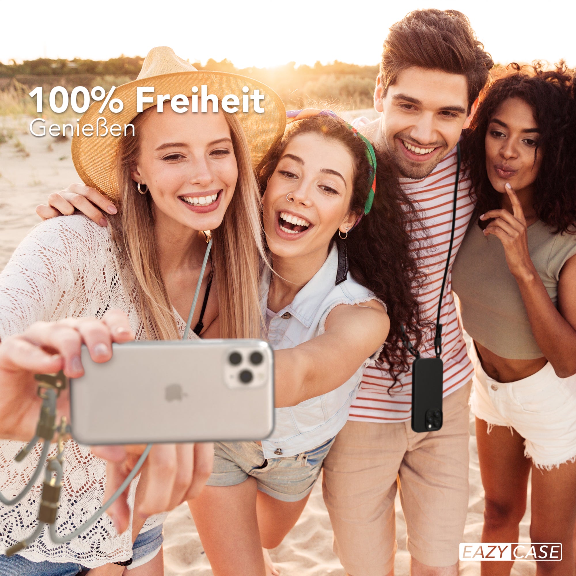 iPhone 11 Pro Hülle + Kordel mit Karabinern