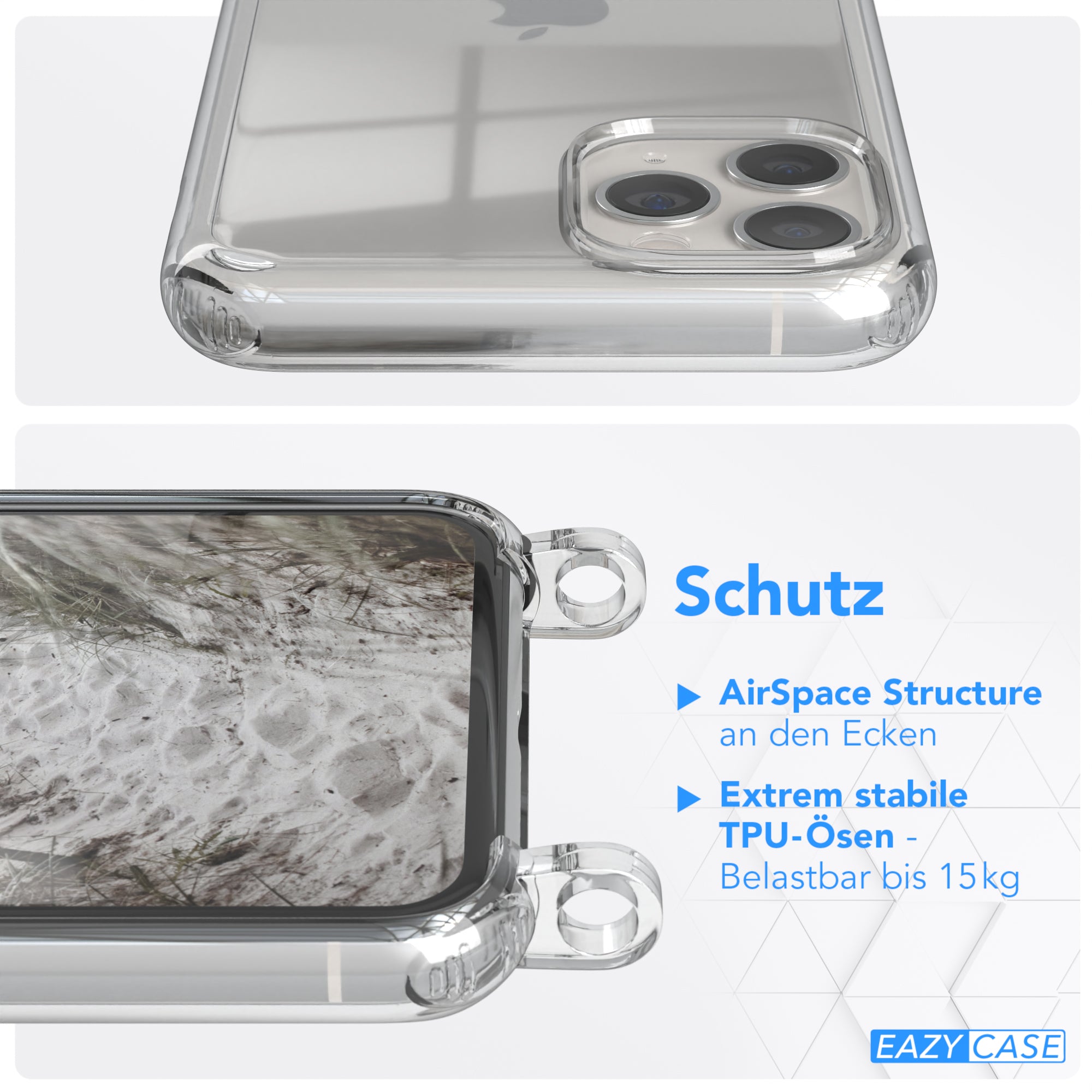iPhone 11 Pro Hülle + Kordel mit Karabinern