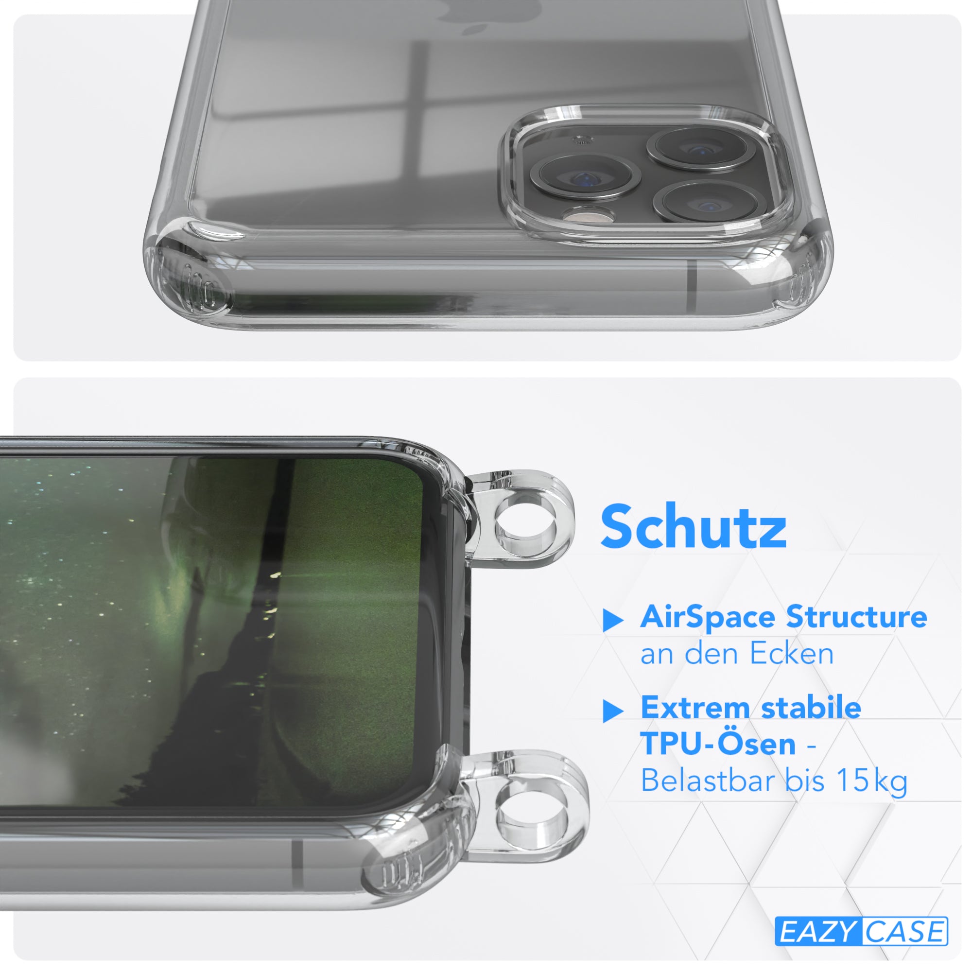 iPhone 11 Pro Hülle + Kordel mit Karabinern