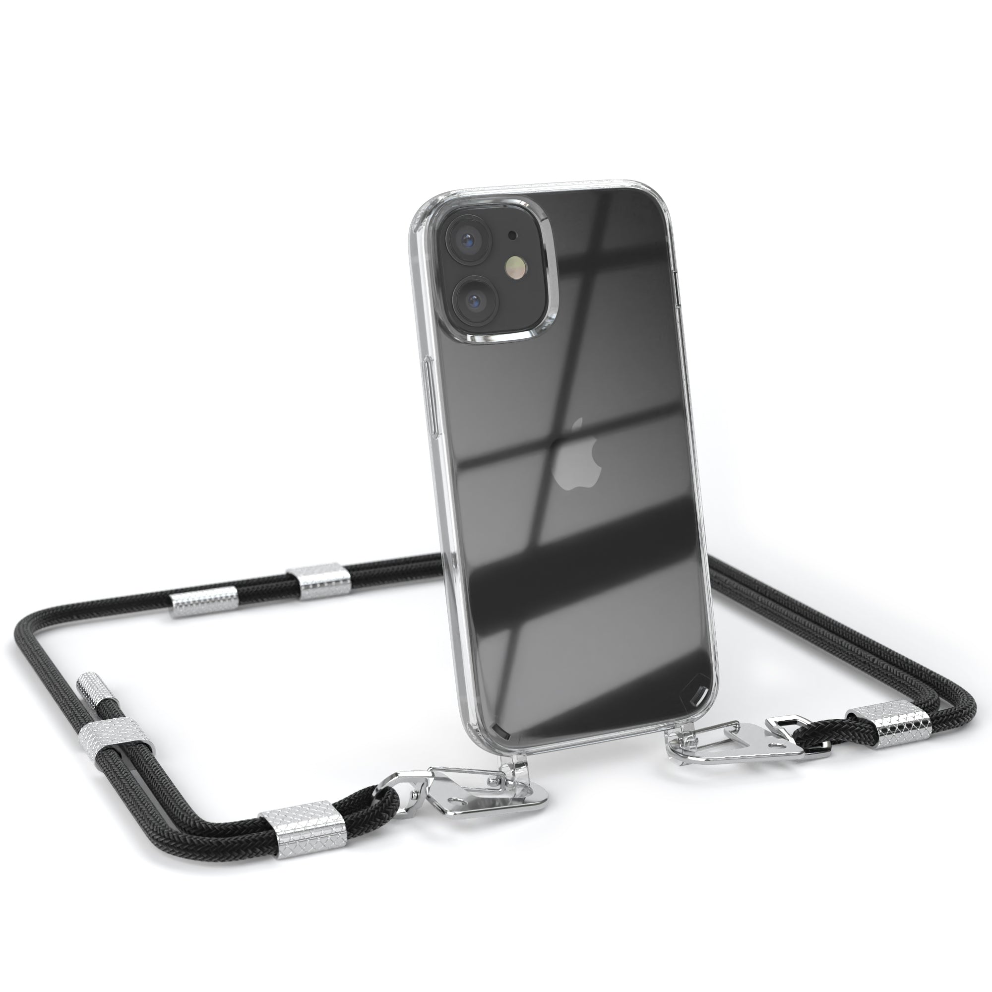 iPhone 12 Mini Hülle + Kordel mit Karabinern