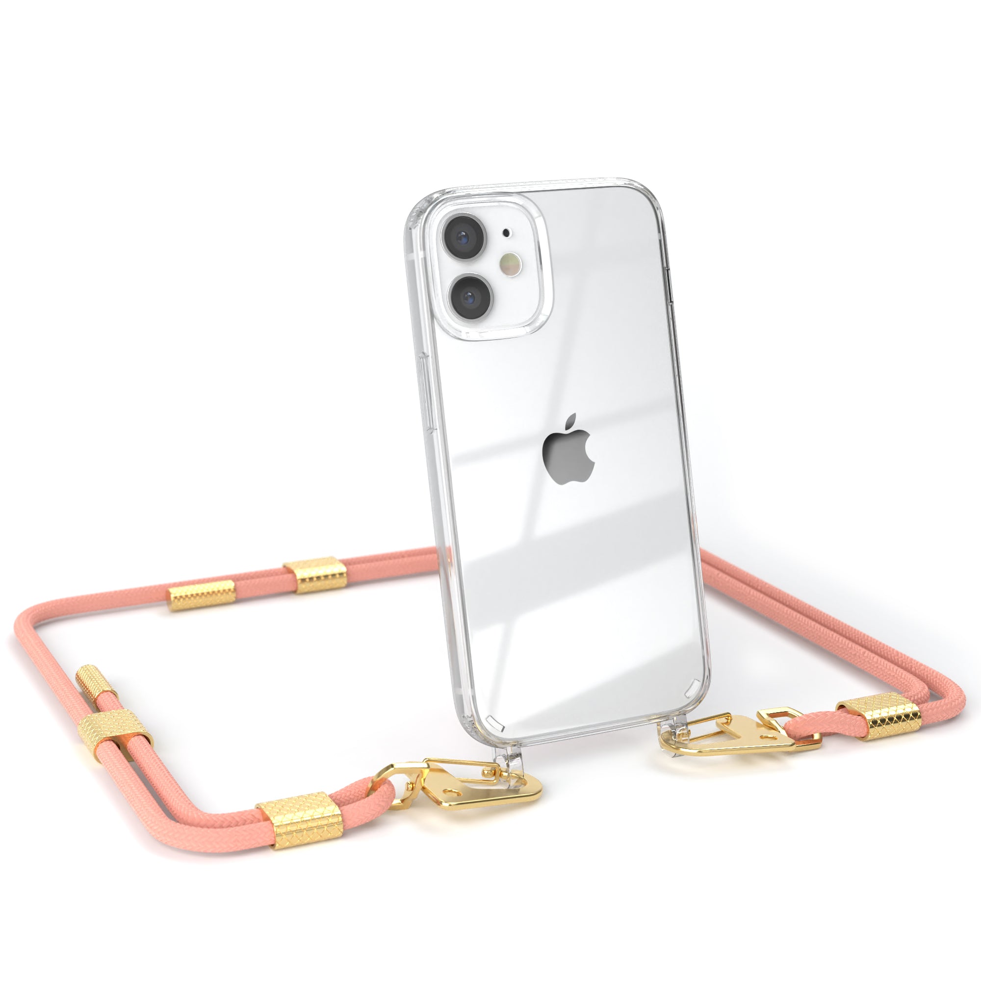 iPhone 12 Mini Hülle + Kordel mit Karabinern
