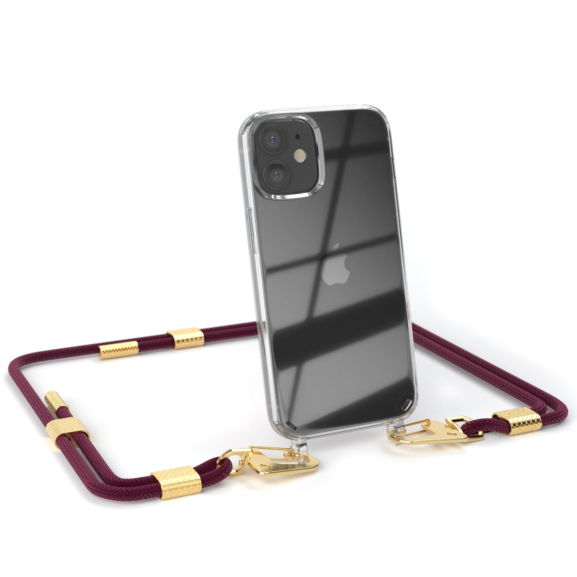 iPhone 12 Mini Hülle + Kordel mit Karabinern