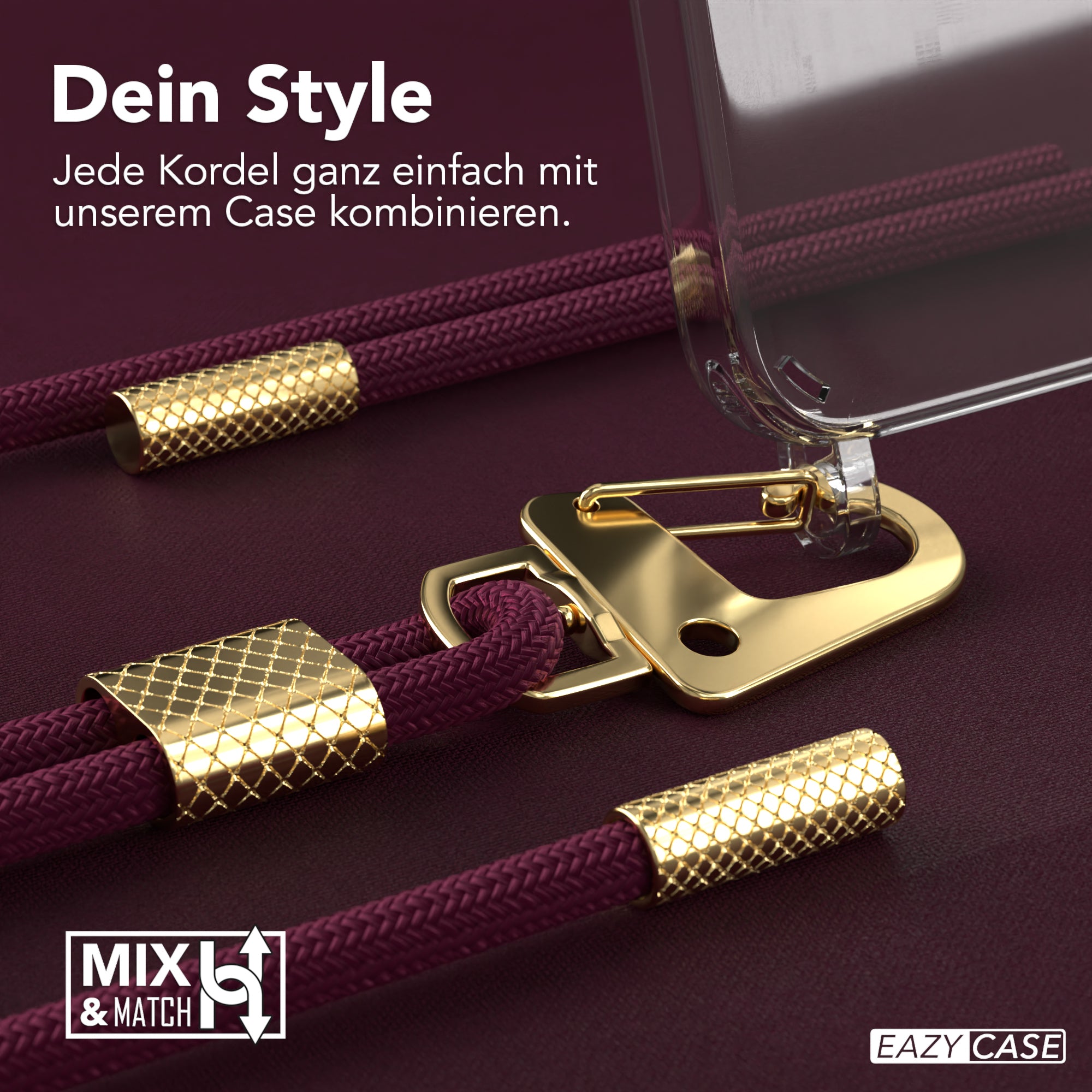 iPhone 12 Mini Hülle + Kordel mit Karabinern