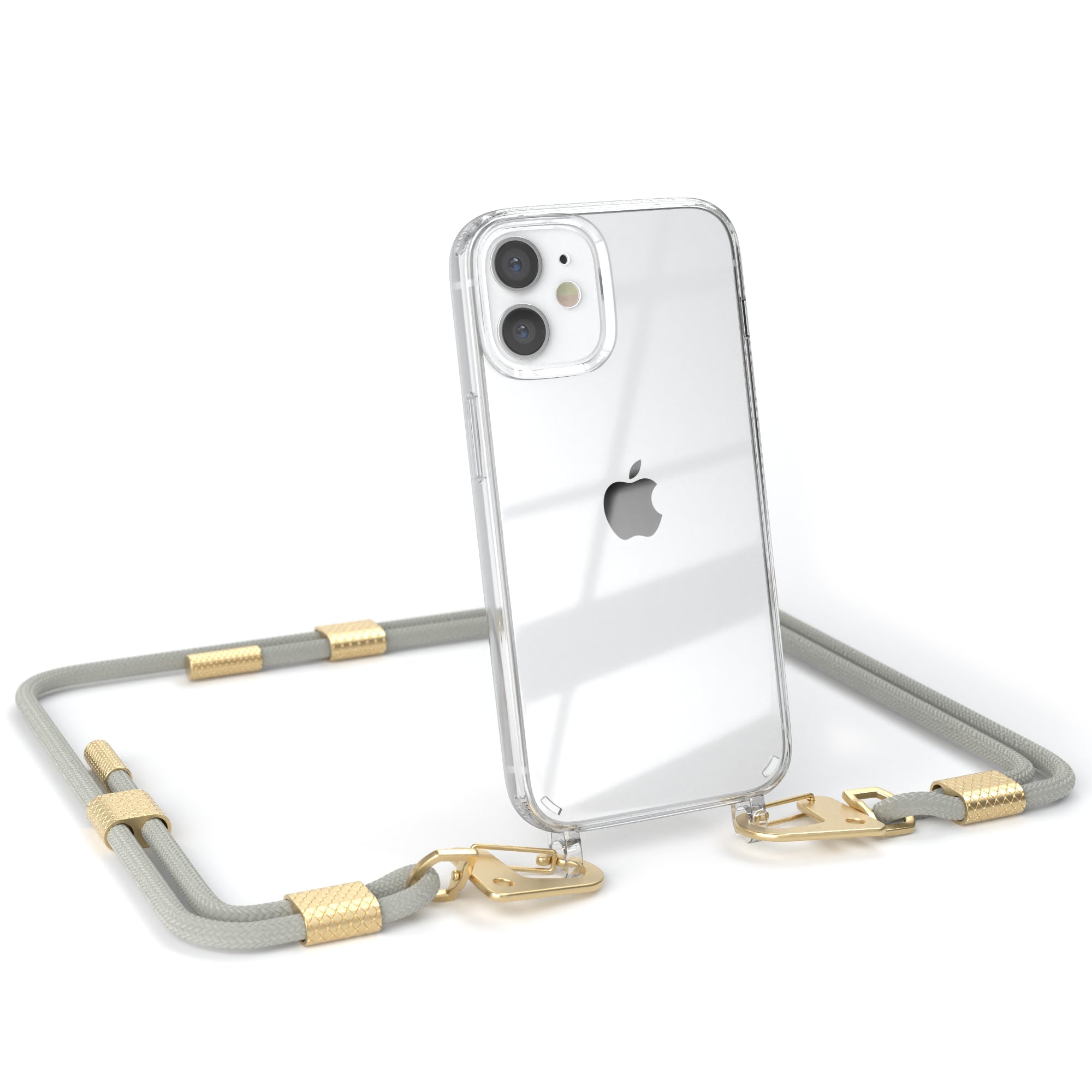 iPhone 12 Mini Hülle + Kordel mit Karabinern
