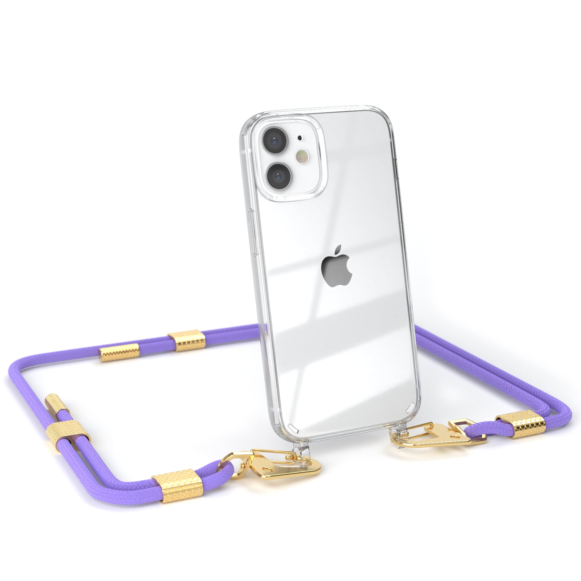 iPhone 12 Mini Hülle + Kordel mit Karabinern