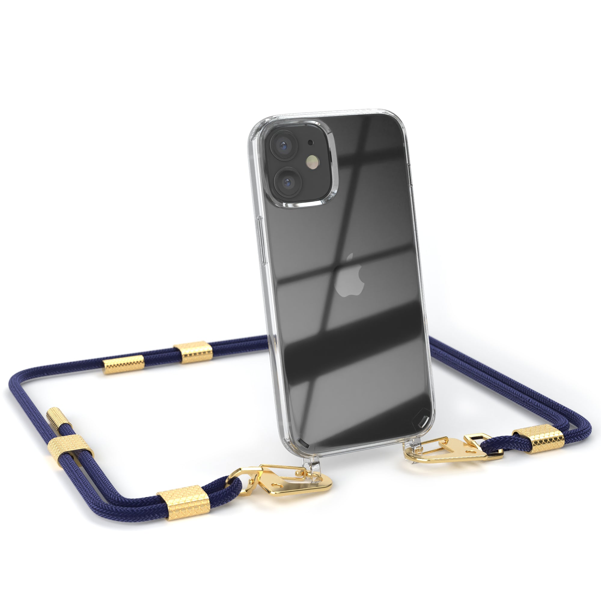 iPhone 12 Mini Hülle + Kordel mit Karabinern