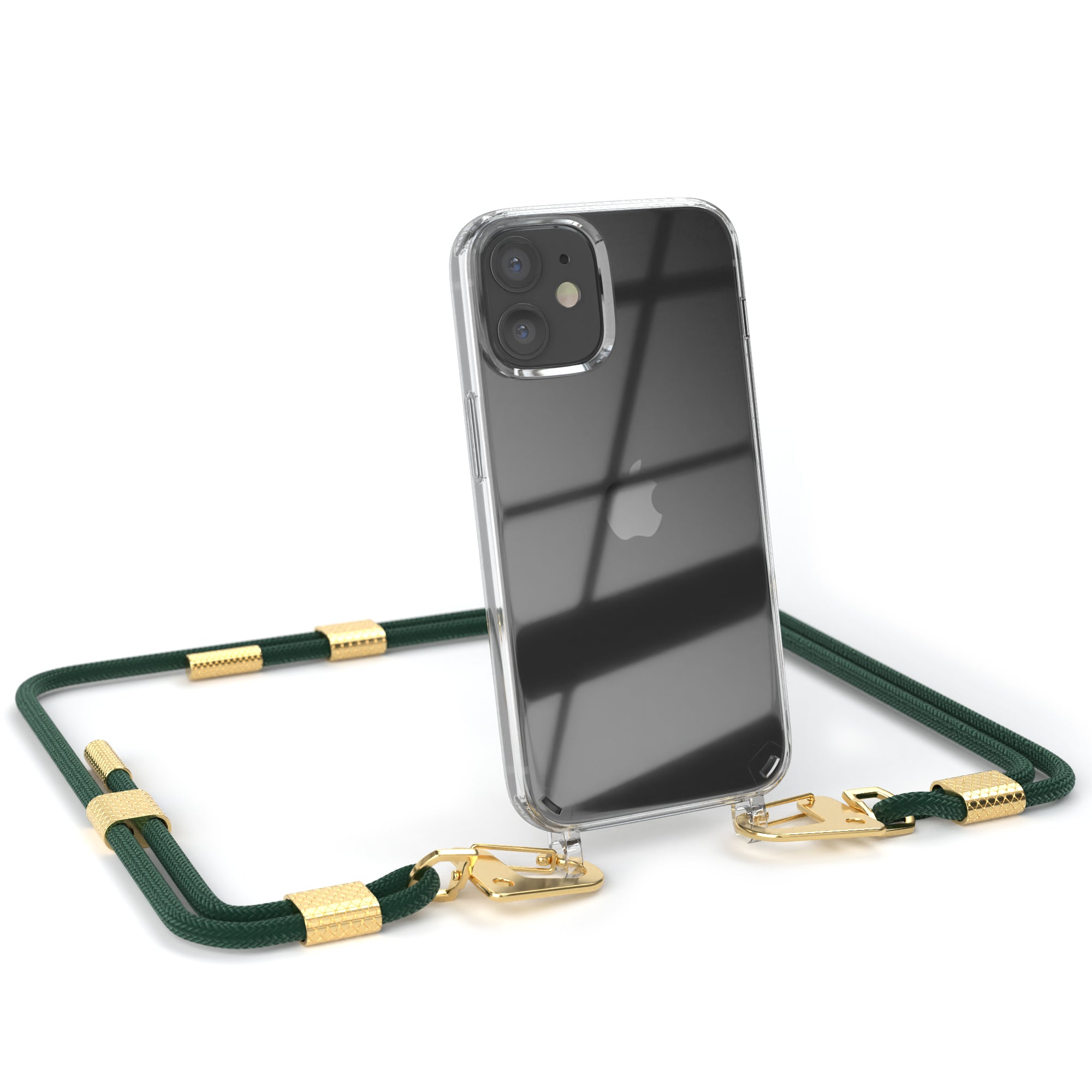 iPhone 12 Mini Hülle + Kordel mit Karabinern