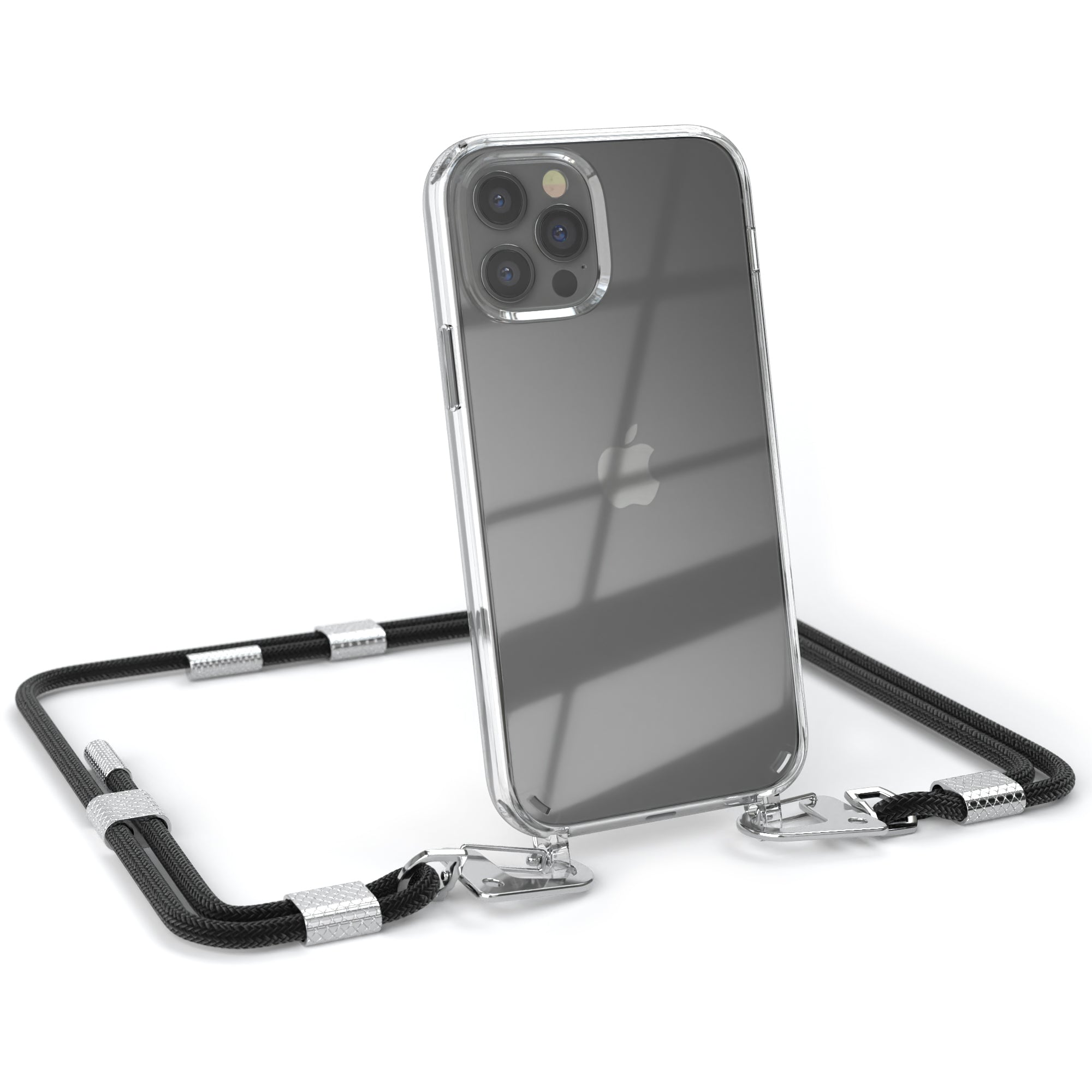 iPhone 12 / 12 Pro Hülle + Kordel mit Karabinern
