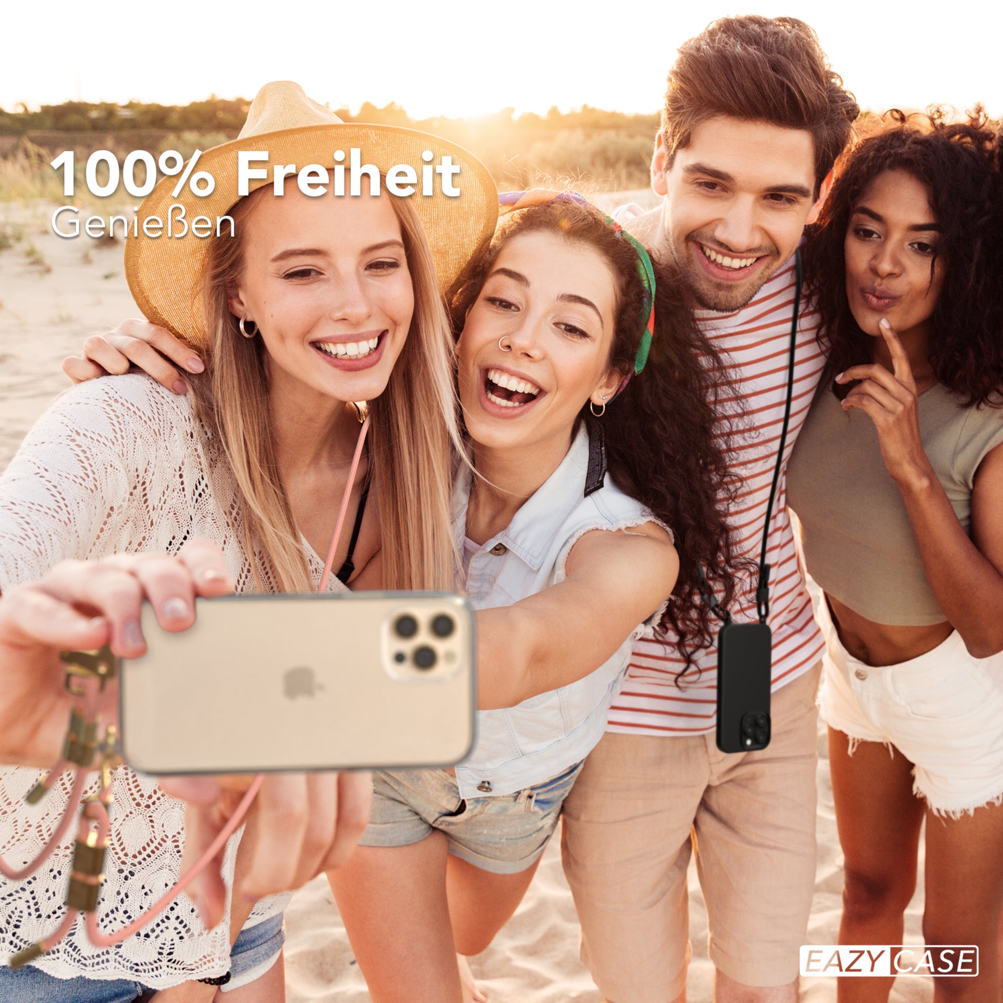 iPhone 12 / 12 Pro Hülle + Kordel mit Karabinern