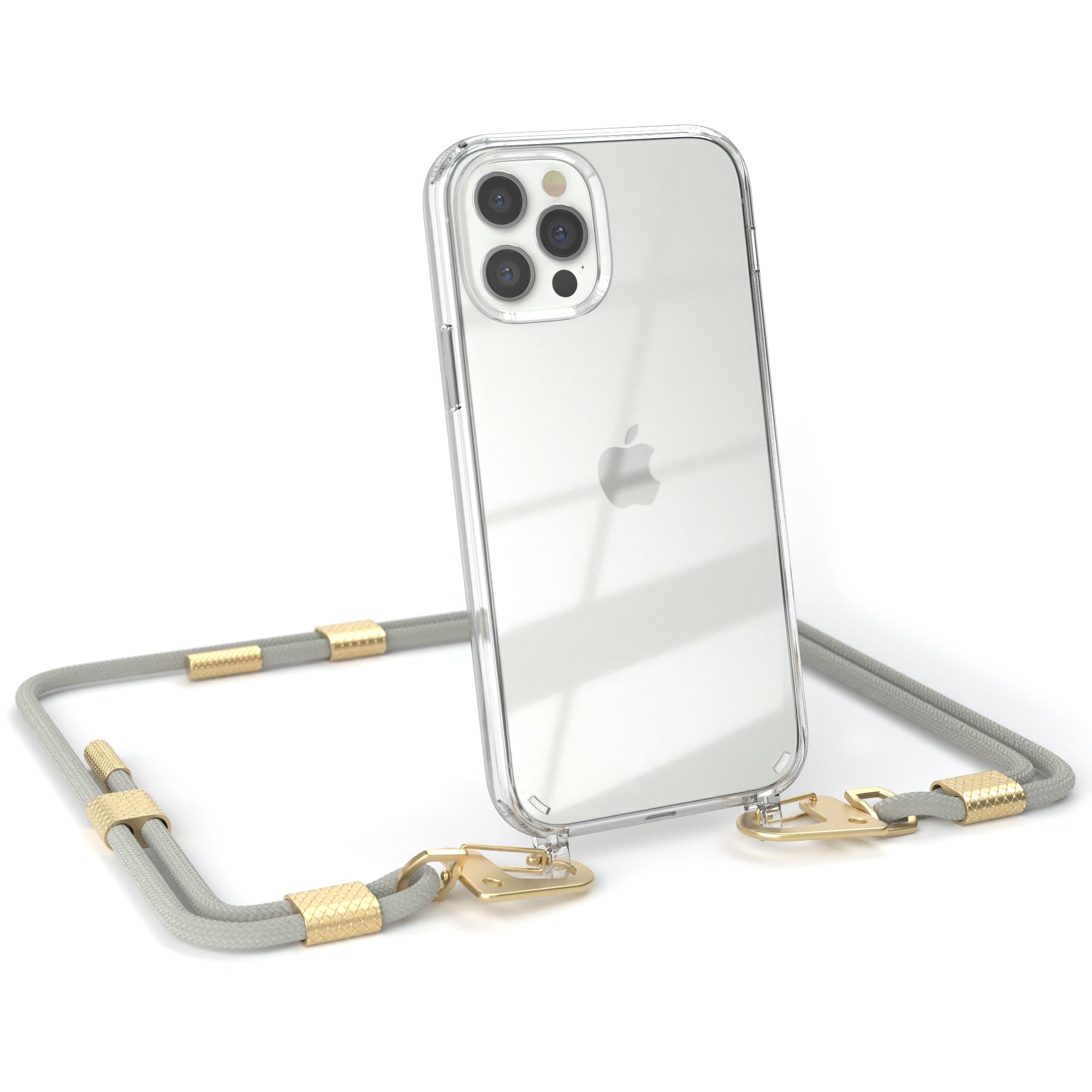 iPhone 12 / 12 Pro Hülle + Kordel mit Karabinern