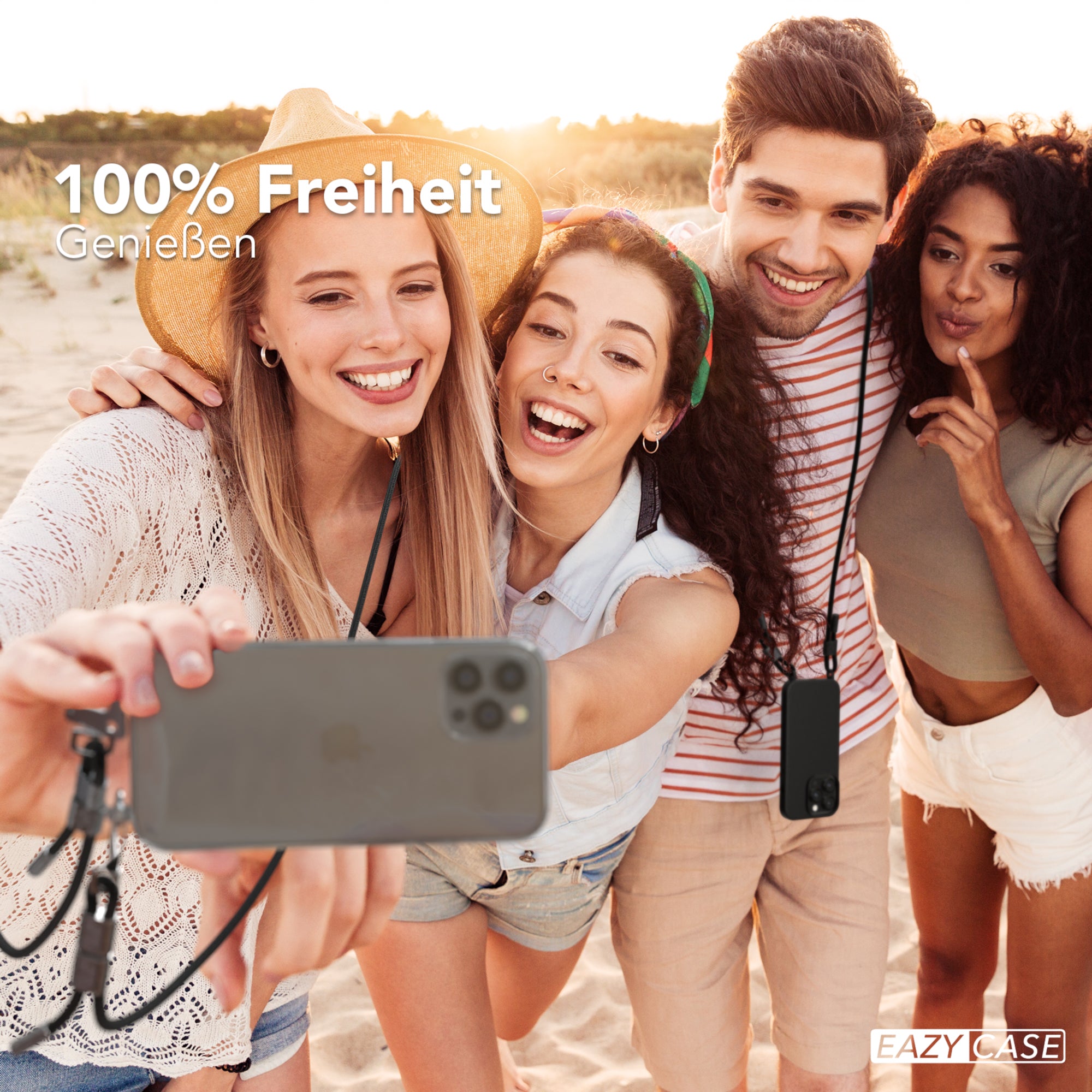 iPhone 12 Pro Max Hülle + Kordel mit Karabinern