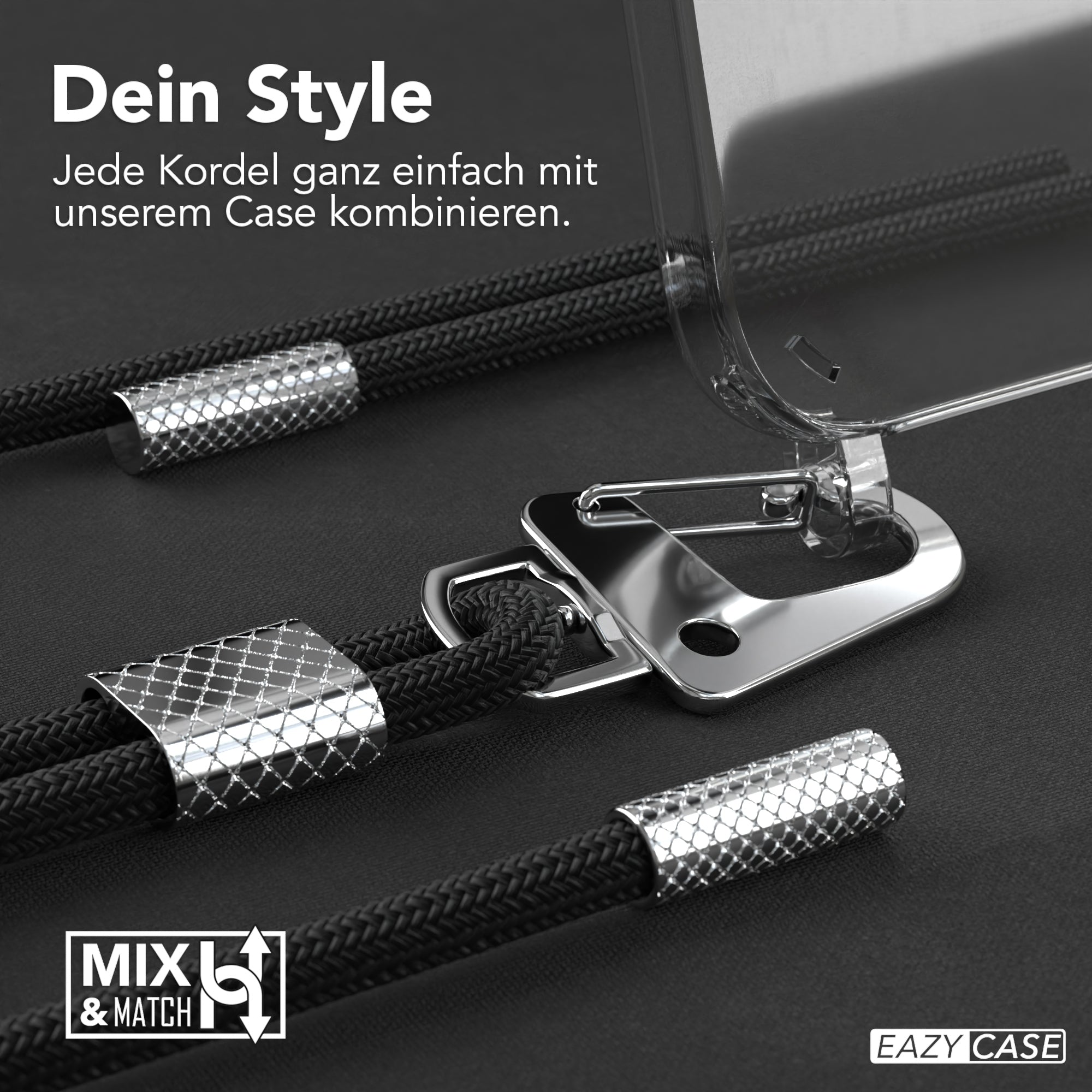iPhone 12 Pro Max Hülle + Kordel mit Karabinern
