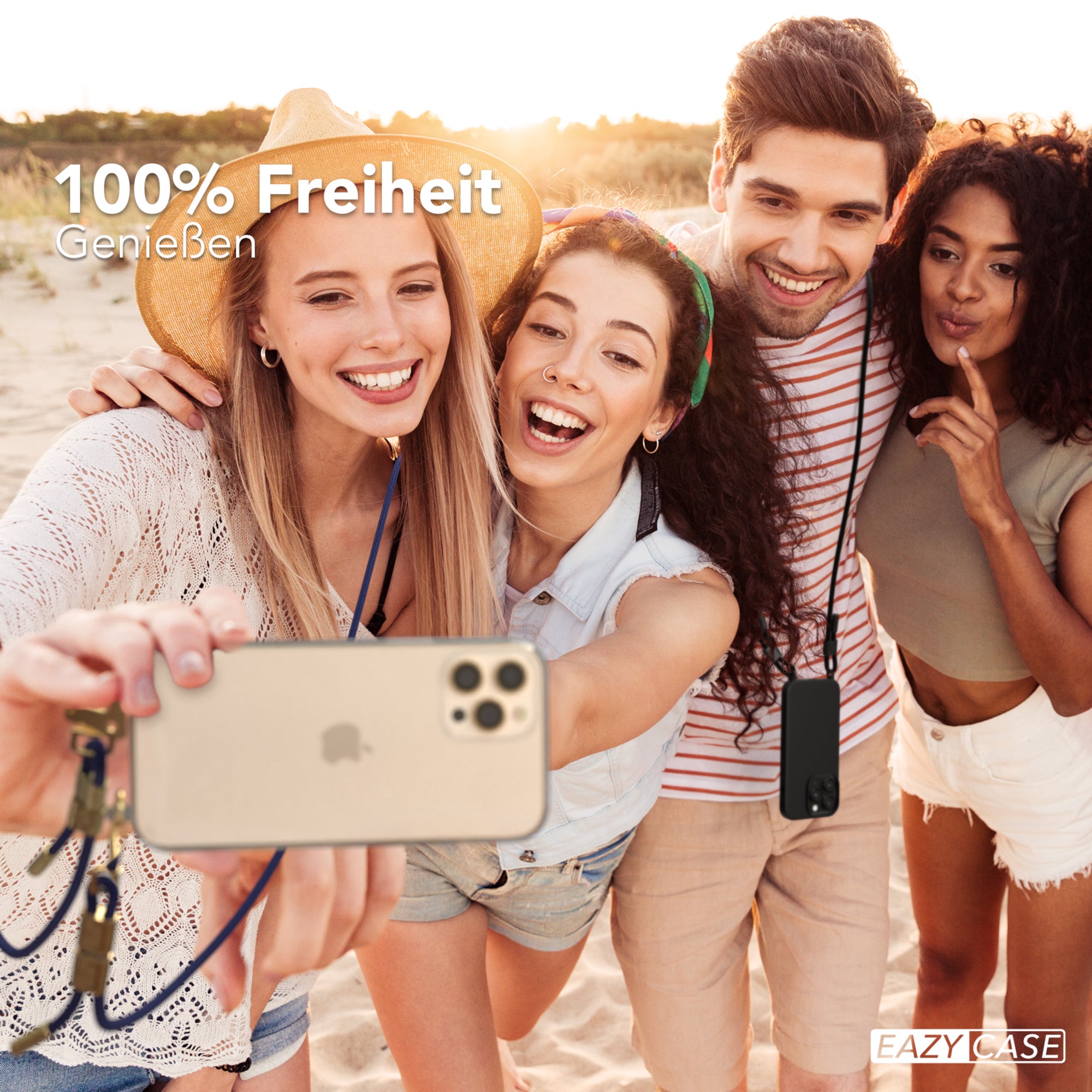 iPhone 12 Pro Max Hülle + Kordel mit Karabinern