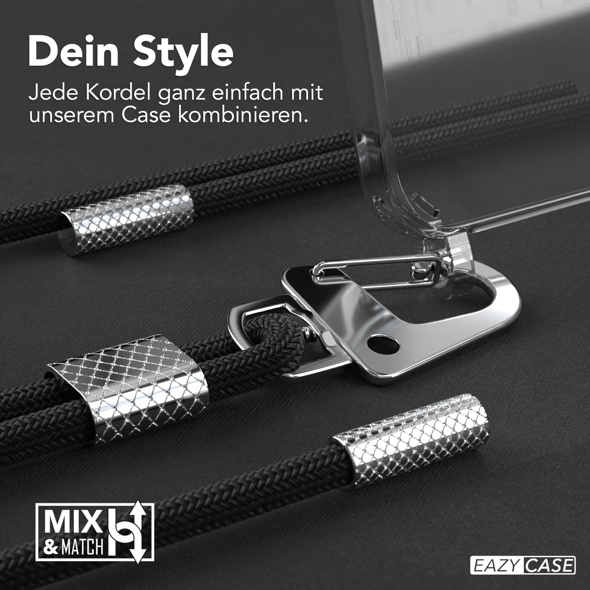 iPhone 13 Mini Hülle + Kordel mit Karabinern