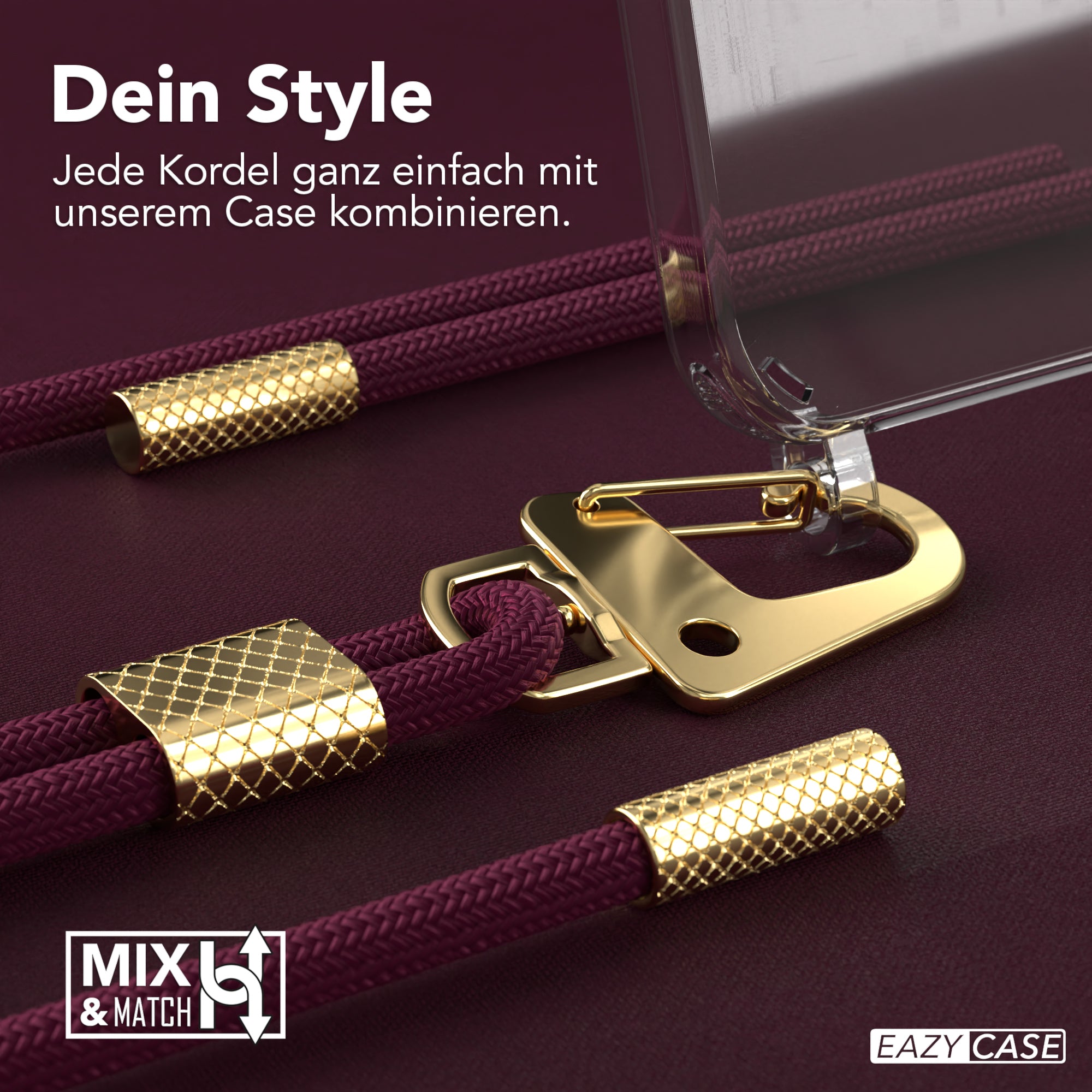 iPhone 13 Mini Hülle + Kordel mit Karabinern