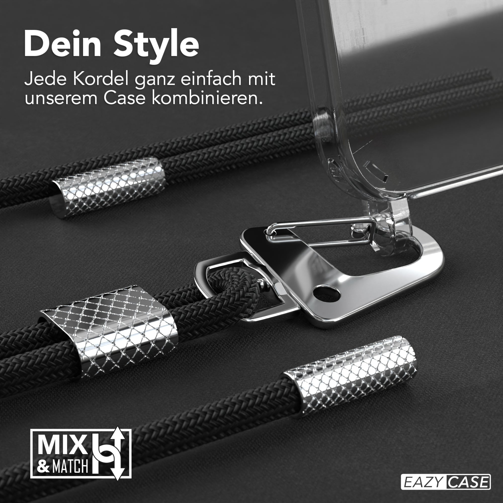 iPhone 13 Pro Hülle + Kordel mit Karabinern