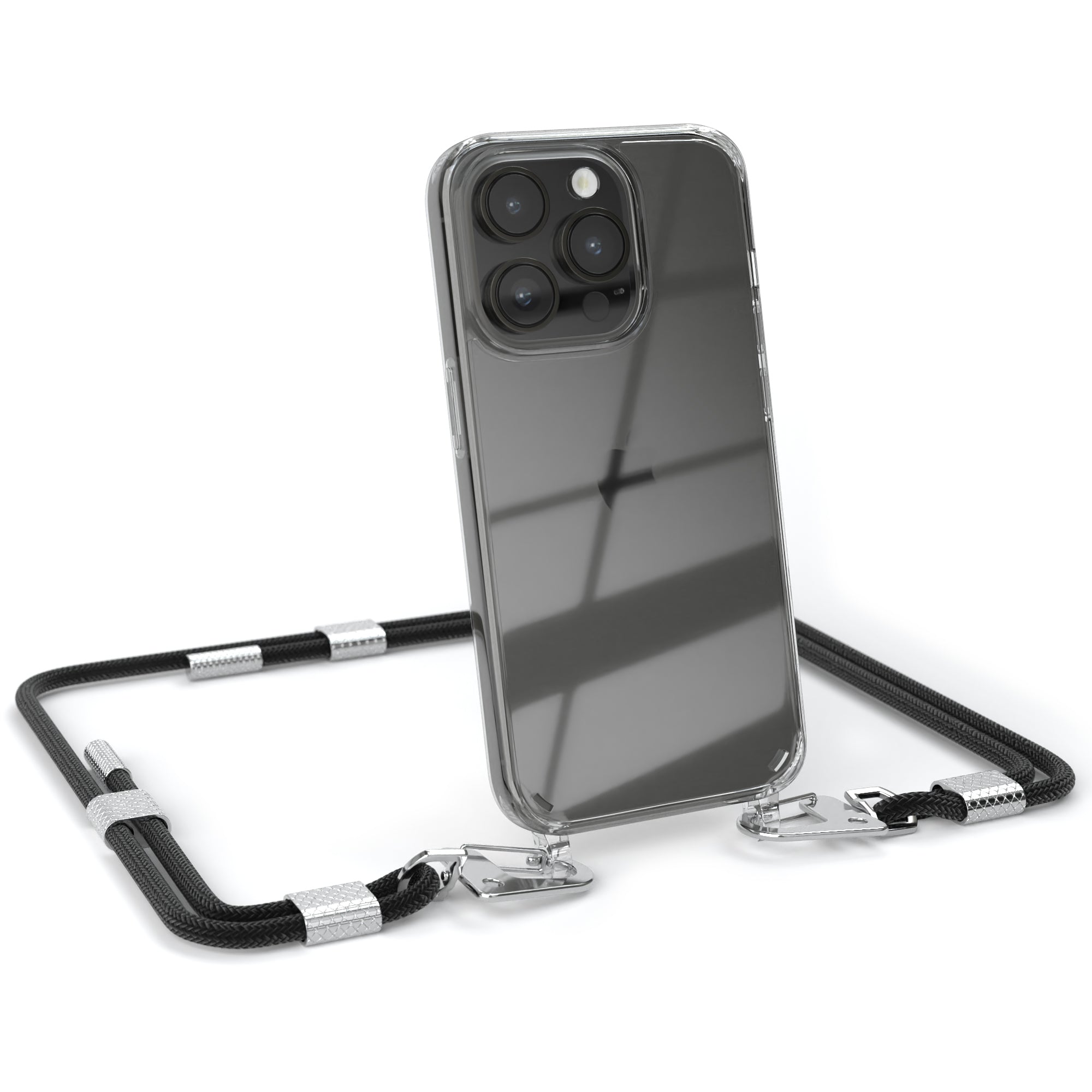 iPhone 14 Pro Hülle + Kordel mit Karabinern