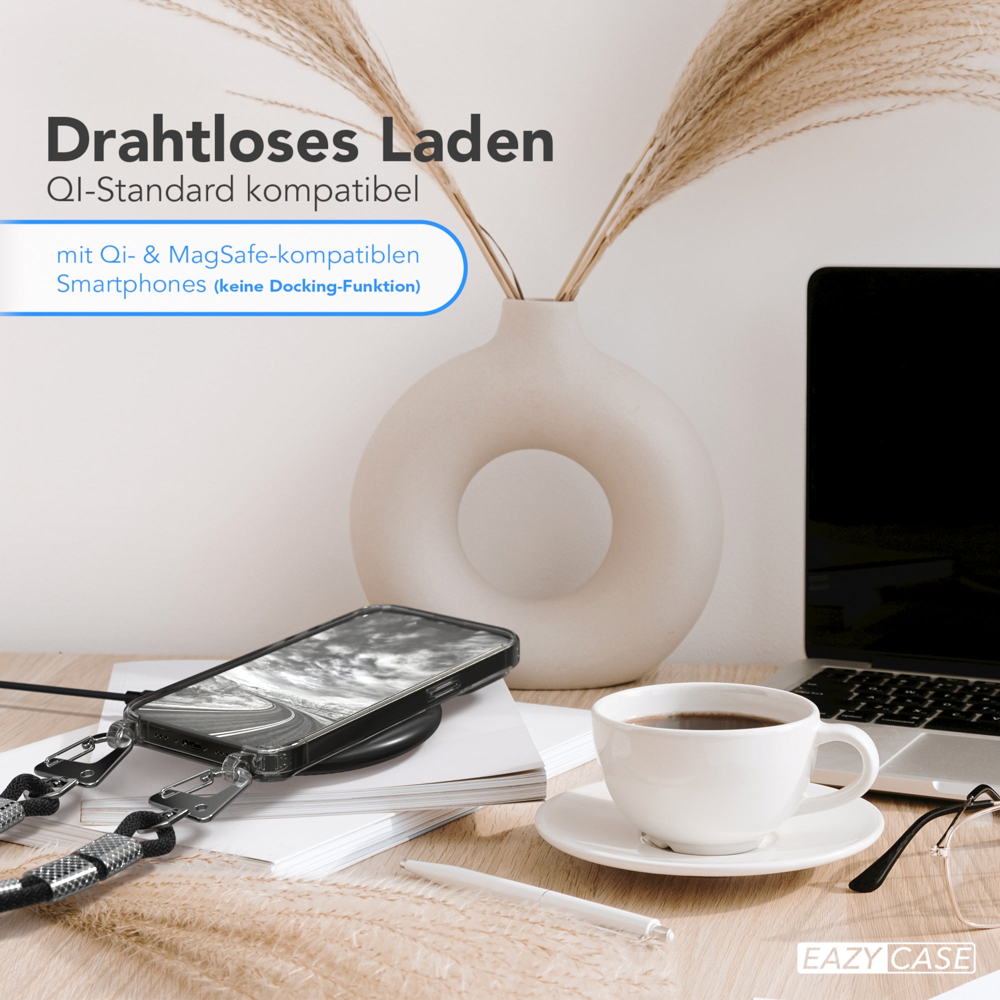 iPhone 14 Pro Hülle + Kordel mit Karabinern