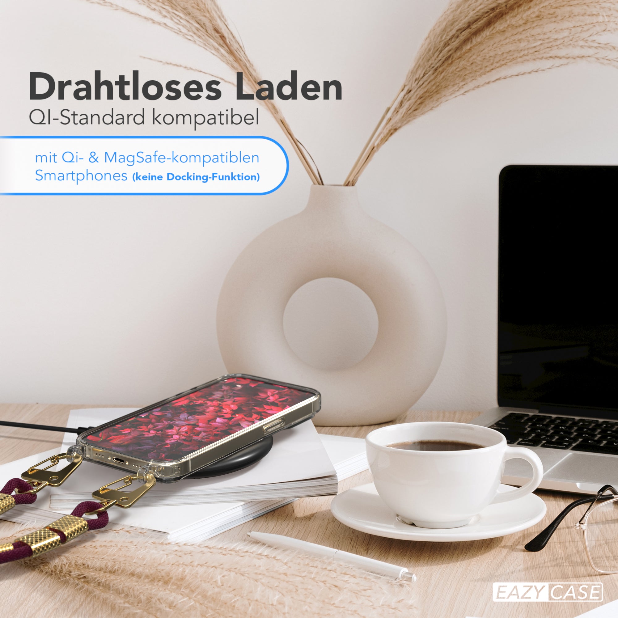 iPhone 14 Pro Hülle + Kordel mit Karabinern