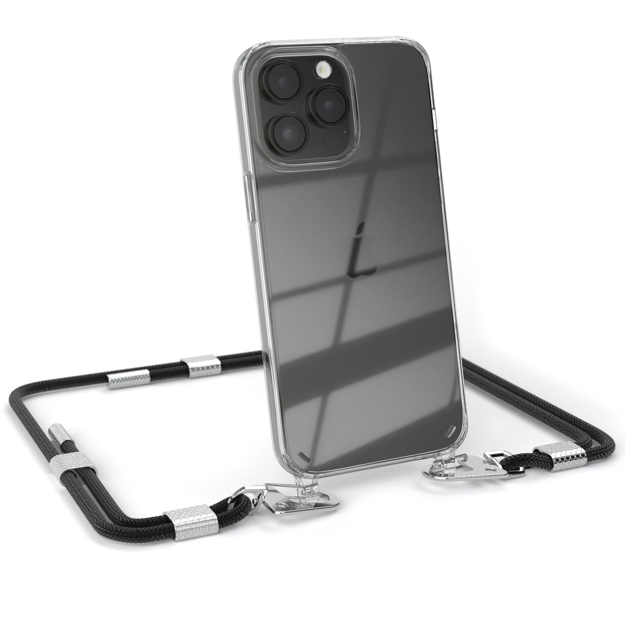 iPhone 14 Pro Max Hülle + Kordel mit Karabinern
