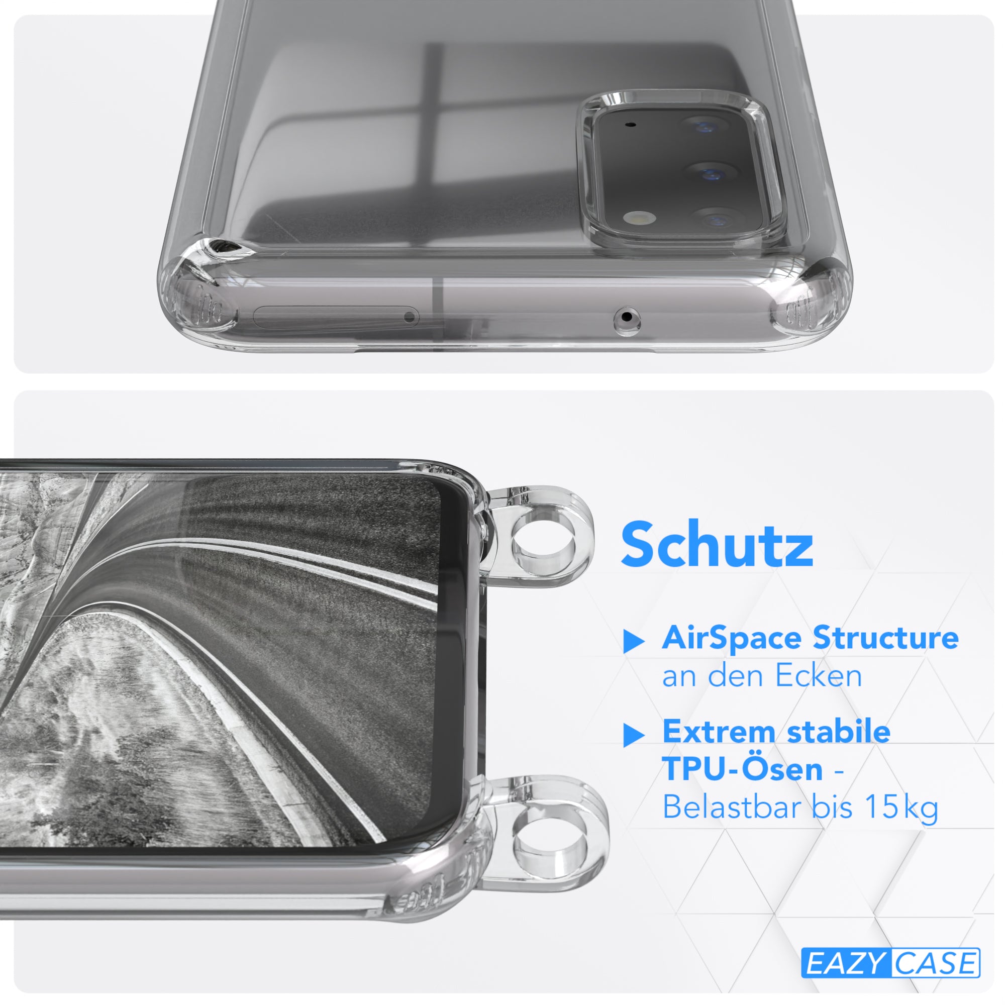 Galaxy S20 / 5G Hülle + Kordel mit Karabinern