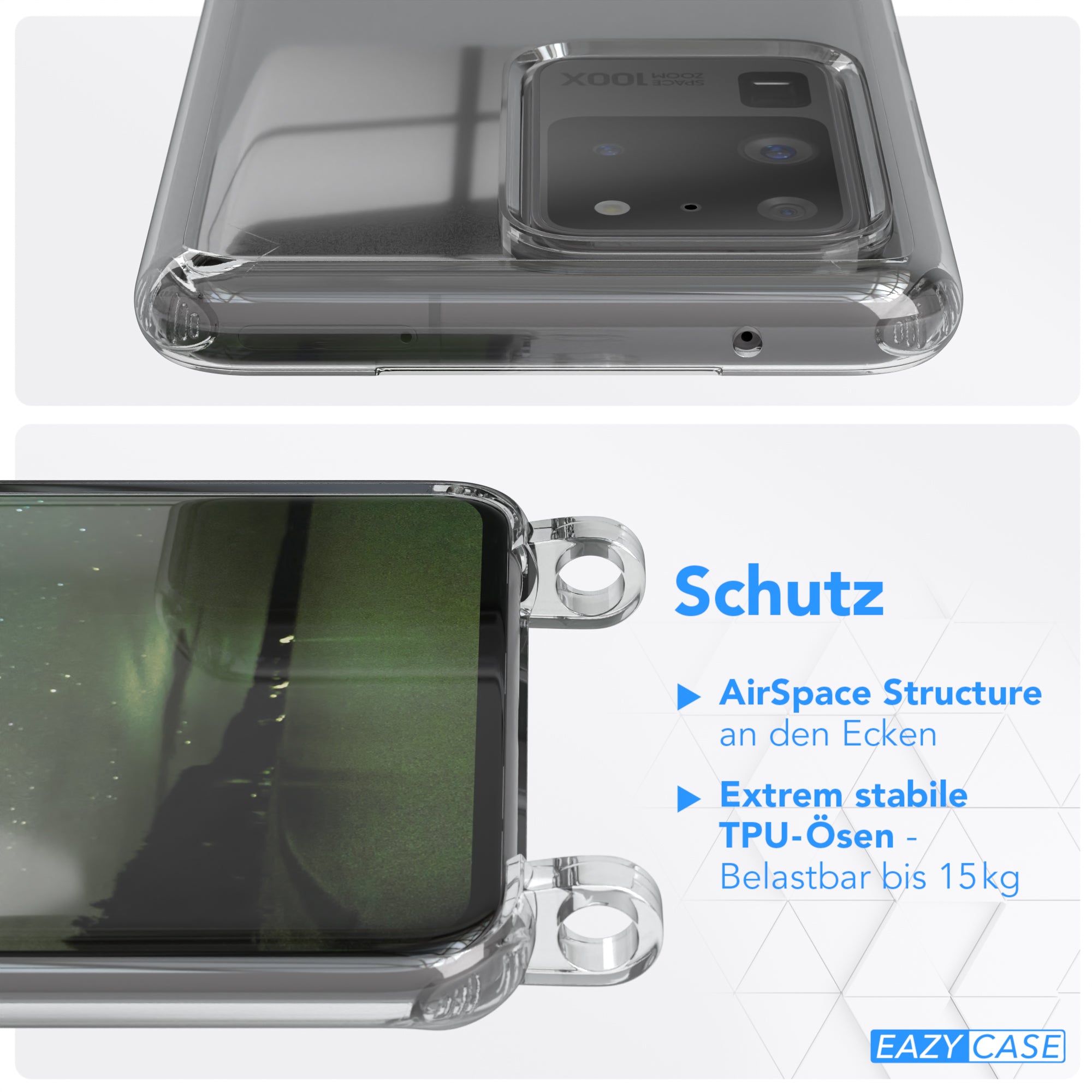 Galaxy S20 Ultra / 5G Hülle + Kordel mit Karabinern