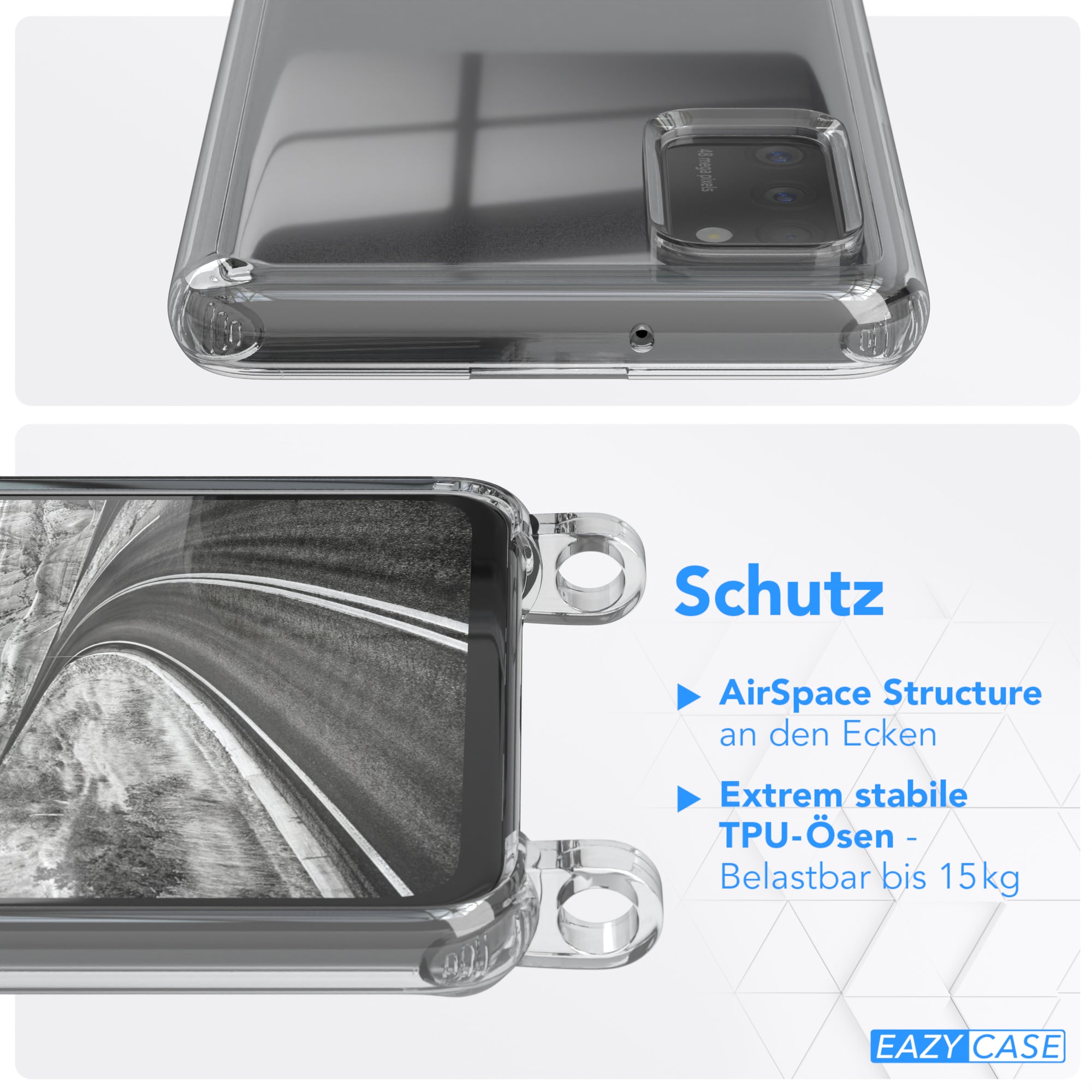 Galaxy A41 Hülle + Kordel mit Karabinern