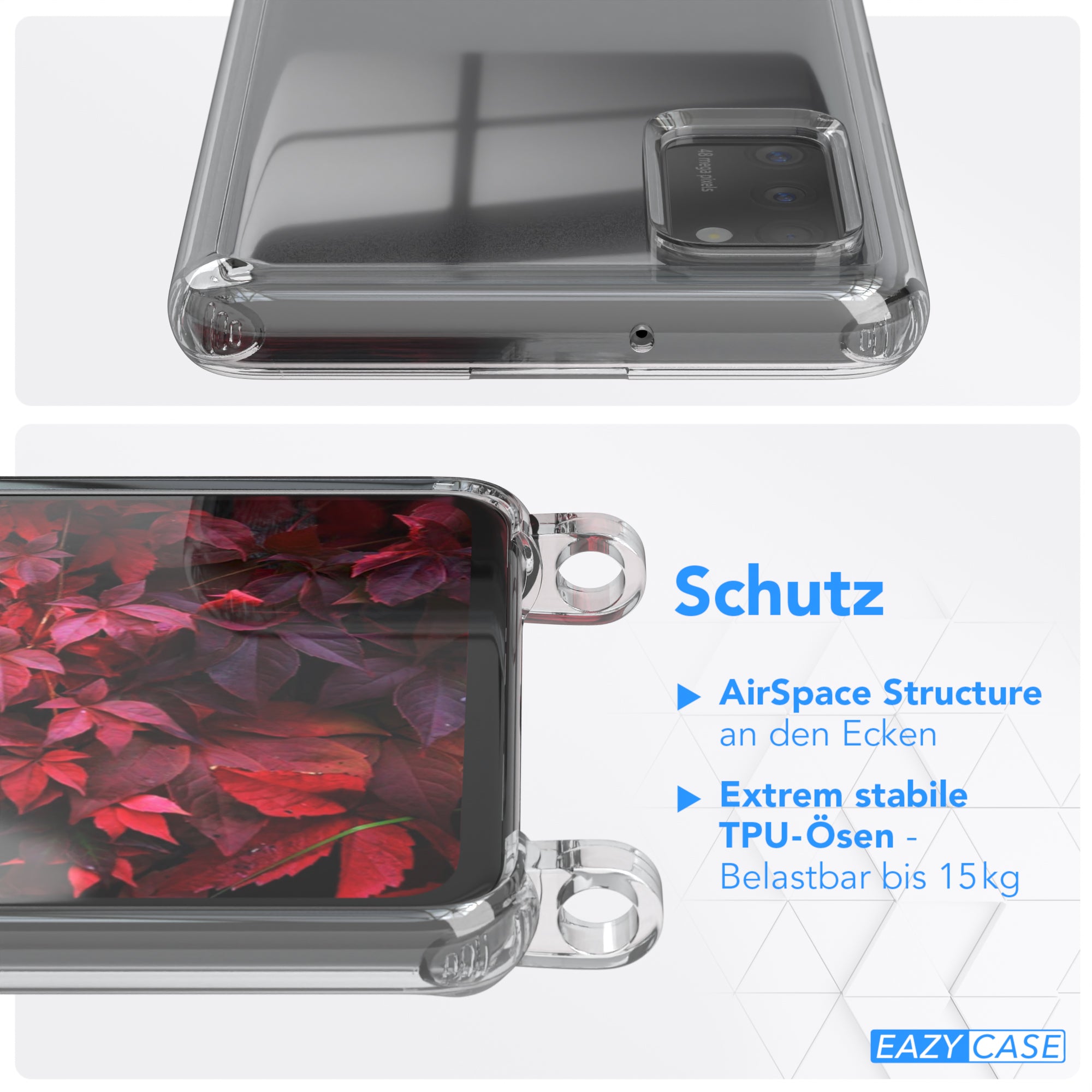 Galaxy A41 Hülle + Kordel mit Karabinern