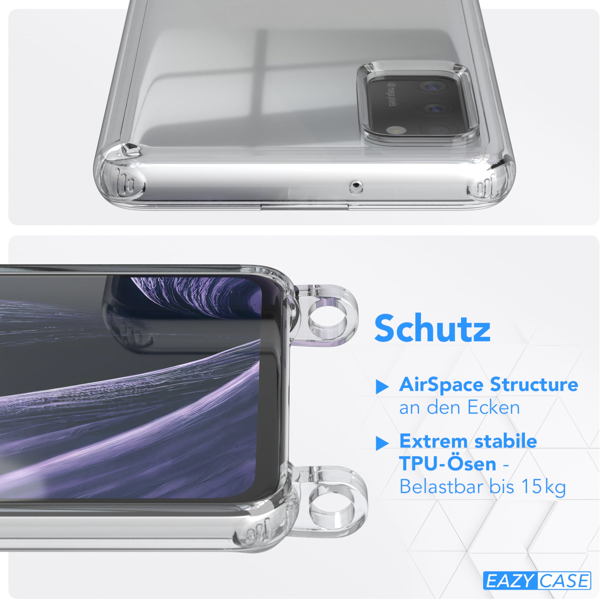 Galaxy A41 Hülle + Kordel mit Karabinern