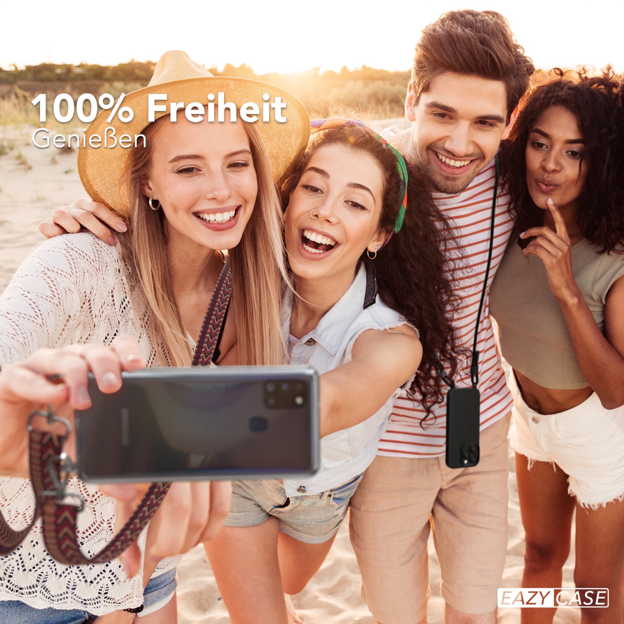 Samsung Galaxy A21s Handykette mit verstellbarem Boho Band zum Umhängen