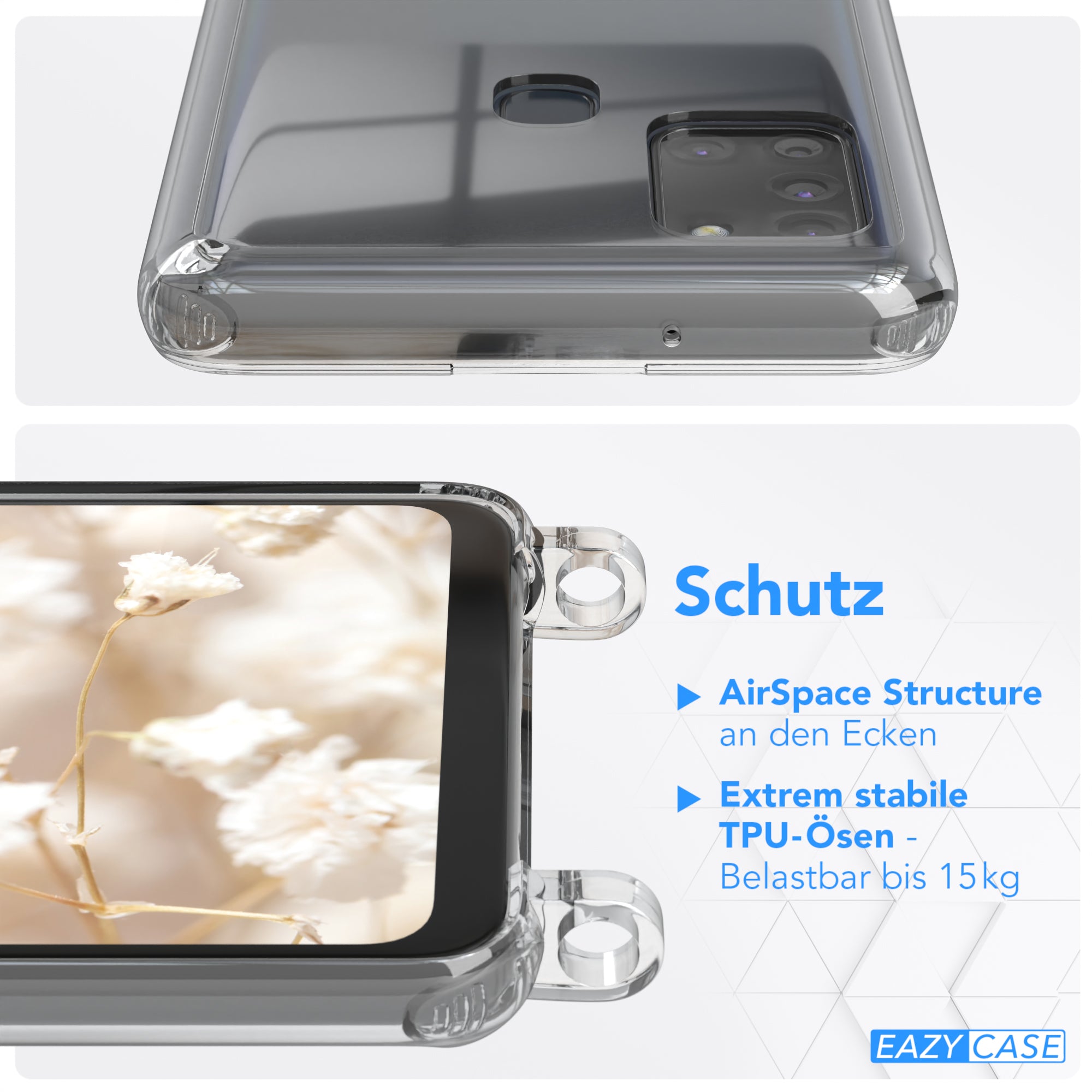 Samsung Galaxy A21s Handykette mit verstellbarem Boho Band zum Umhängen
