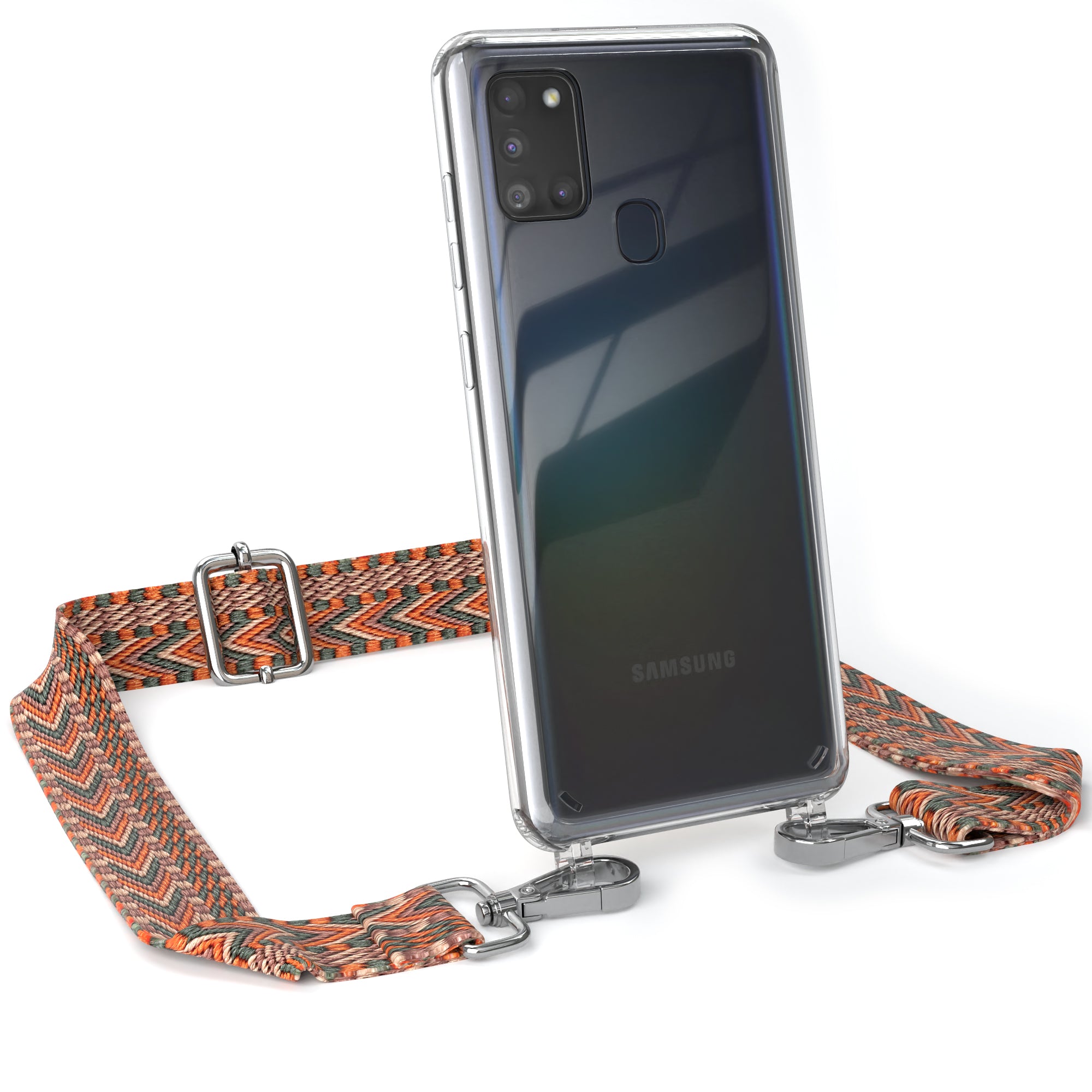 Samsung Galaxy A21s Handykette mit verstellbarem Boho Band zum Umhängen