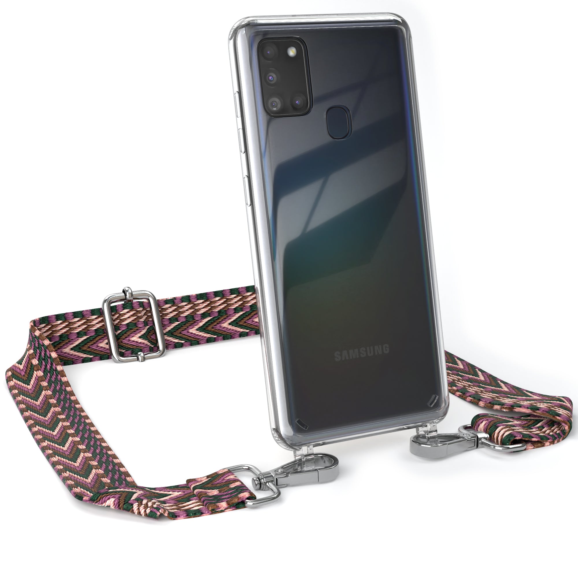 Samsung Galaxy A21s Handykette mit verstellbarem Boho Band zum Umhängen