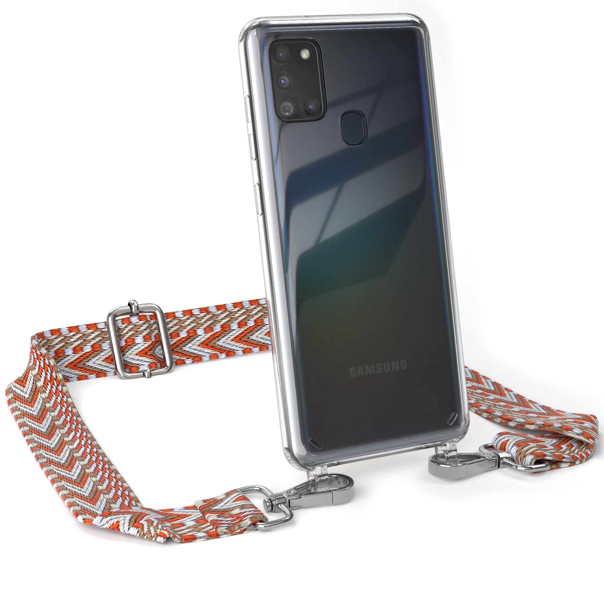 Samsung Galaxy A21s Handykette mit verstellbarem Boho Band zum Umhängen