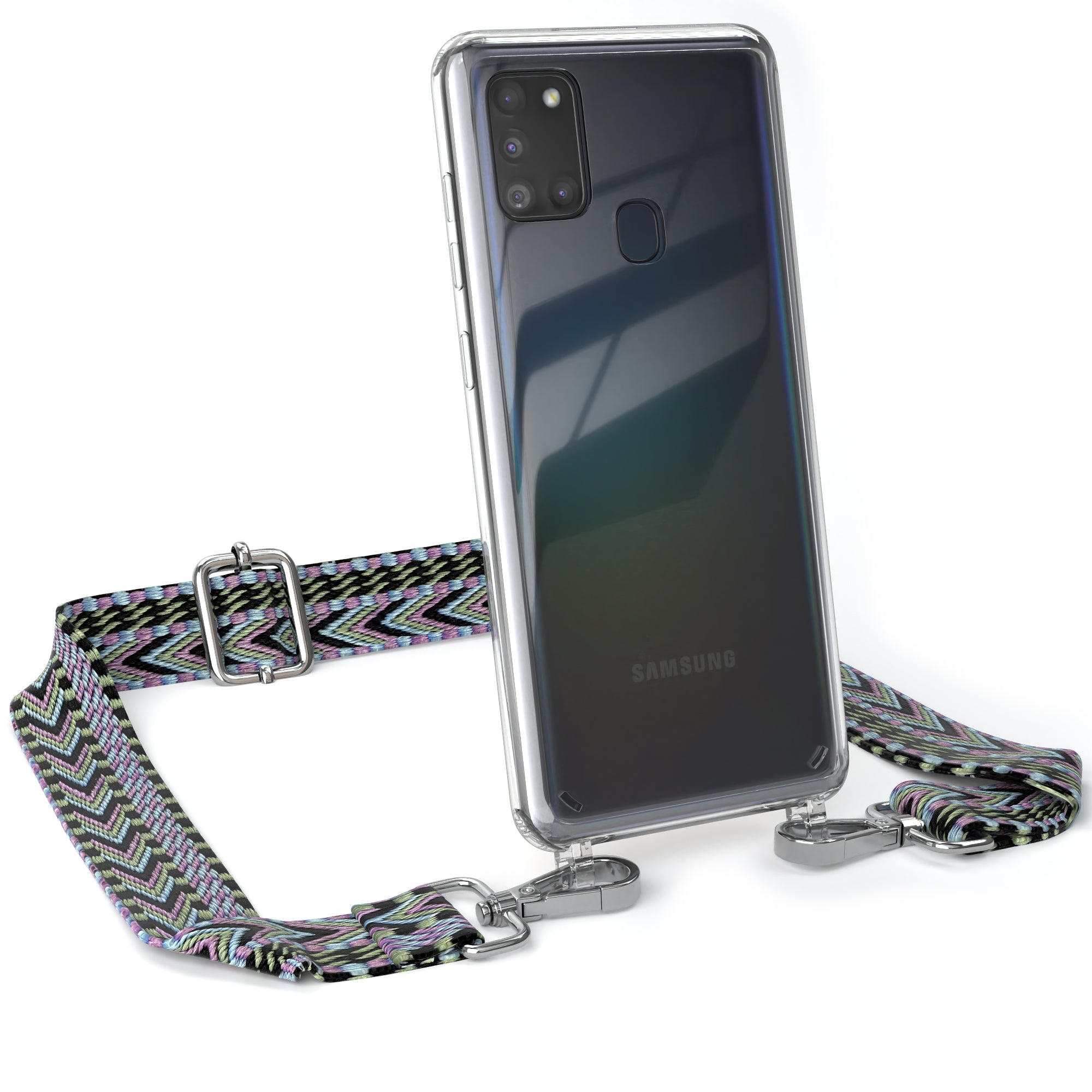 Samsung Galaxy A21s Handykette mit verstellbarem Boho Band zum Umhängen