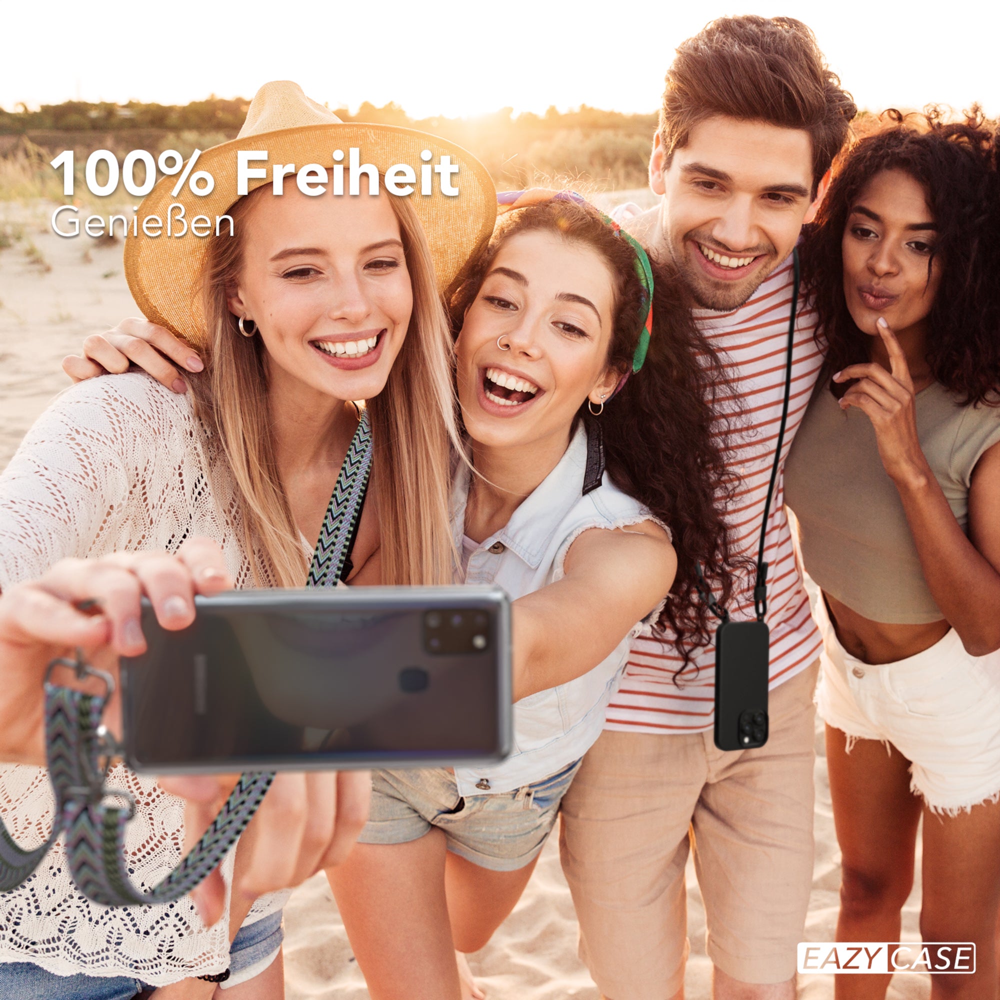 Samsung Galaxy A21s Handykette mit verstellbarem Boho Band zum Umhängen