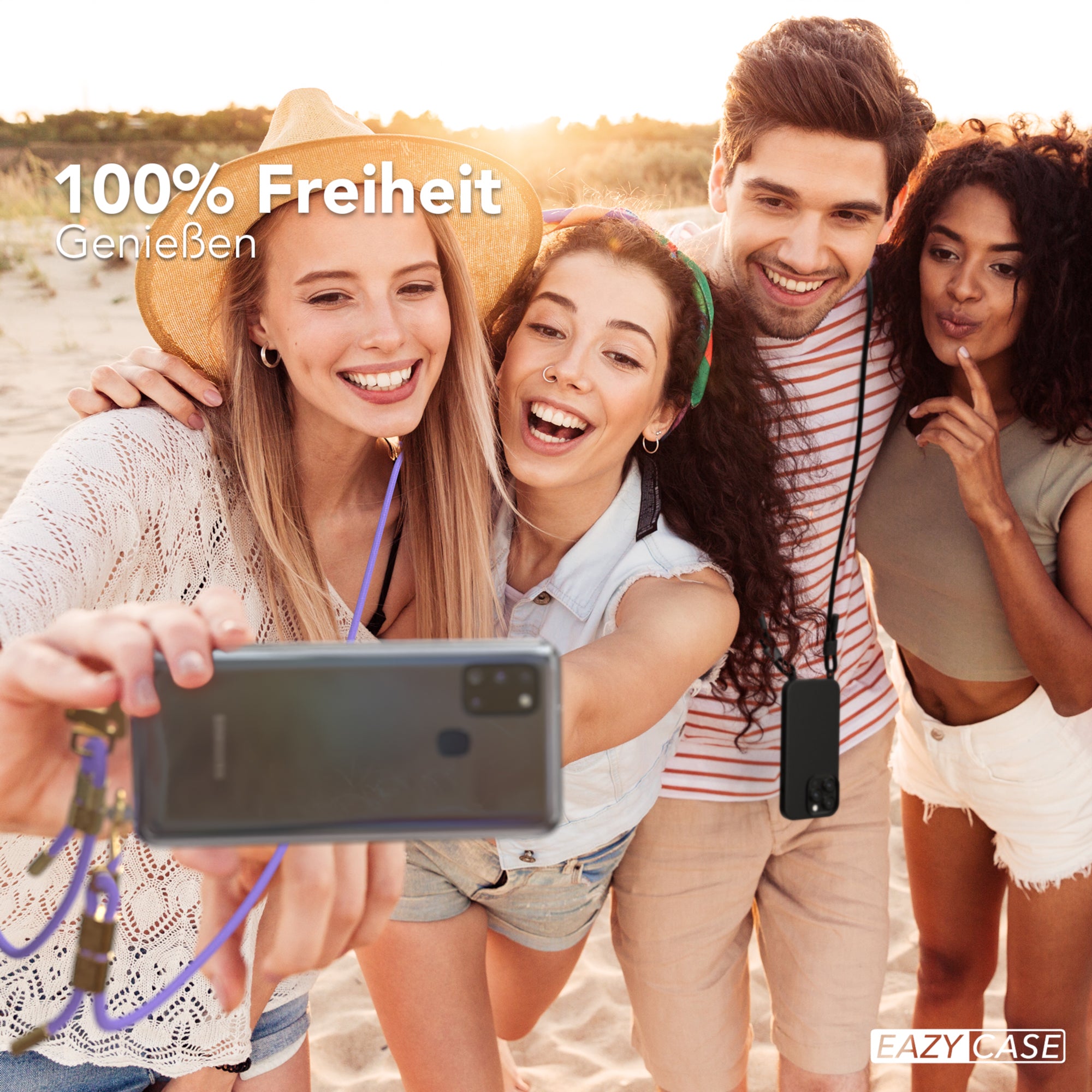 Galaxy A21s Hülle + Kordel mit Karabinern