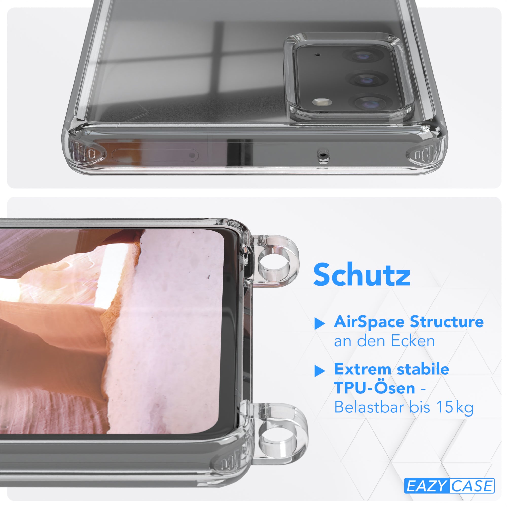 Galaxy Note 20 Hülle + Kordel mit Karabinern