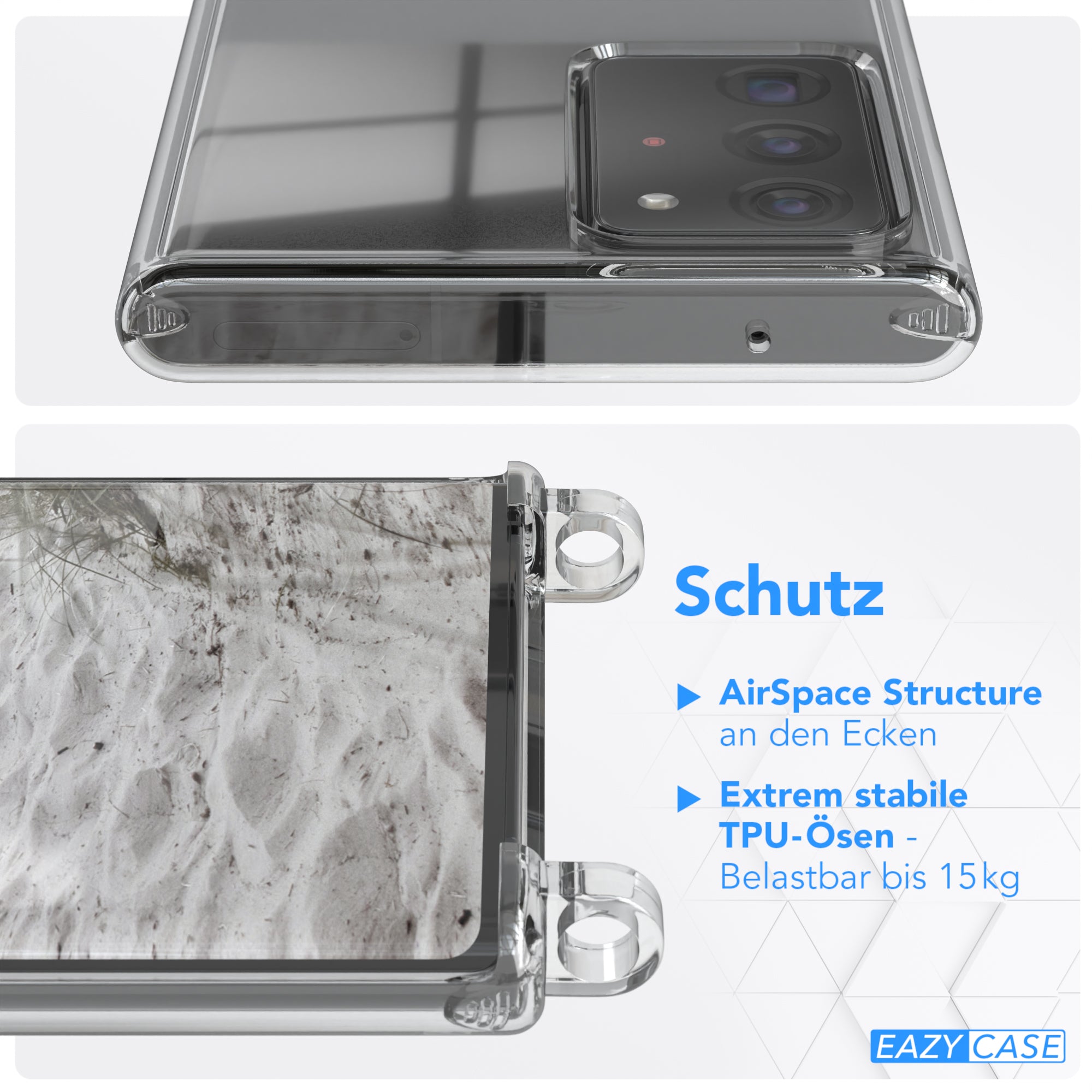 Galaxy Note 20 Ultra Hülle + Kordel mit Karabinern